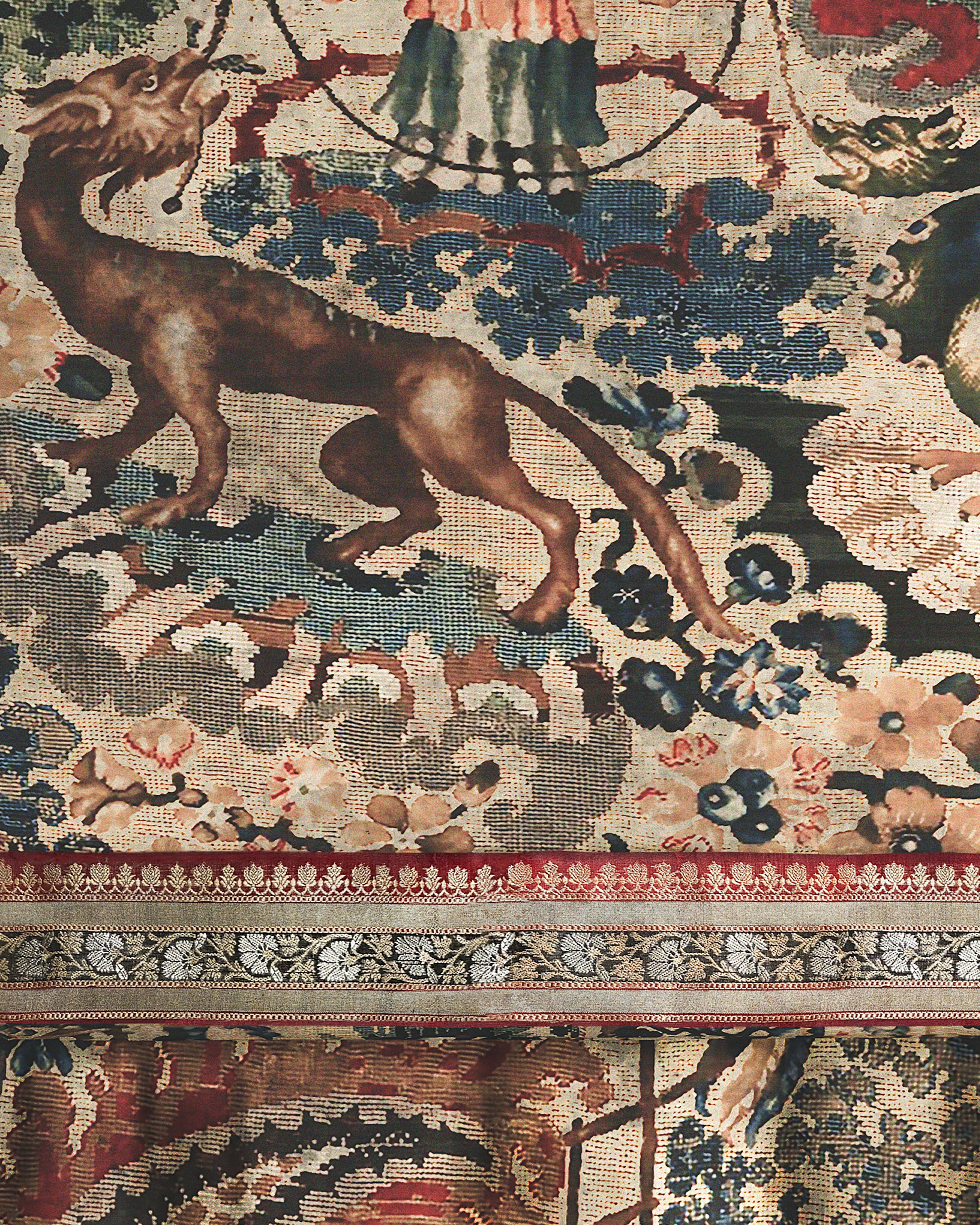 Arjumand's World French Tapisserie Ottoman Chair - Image 3