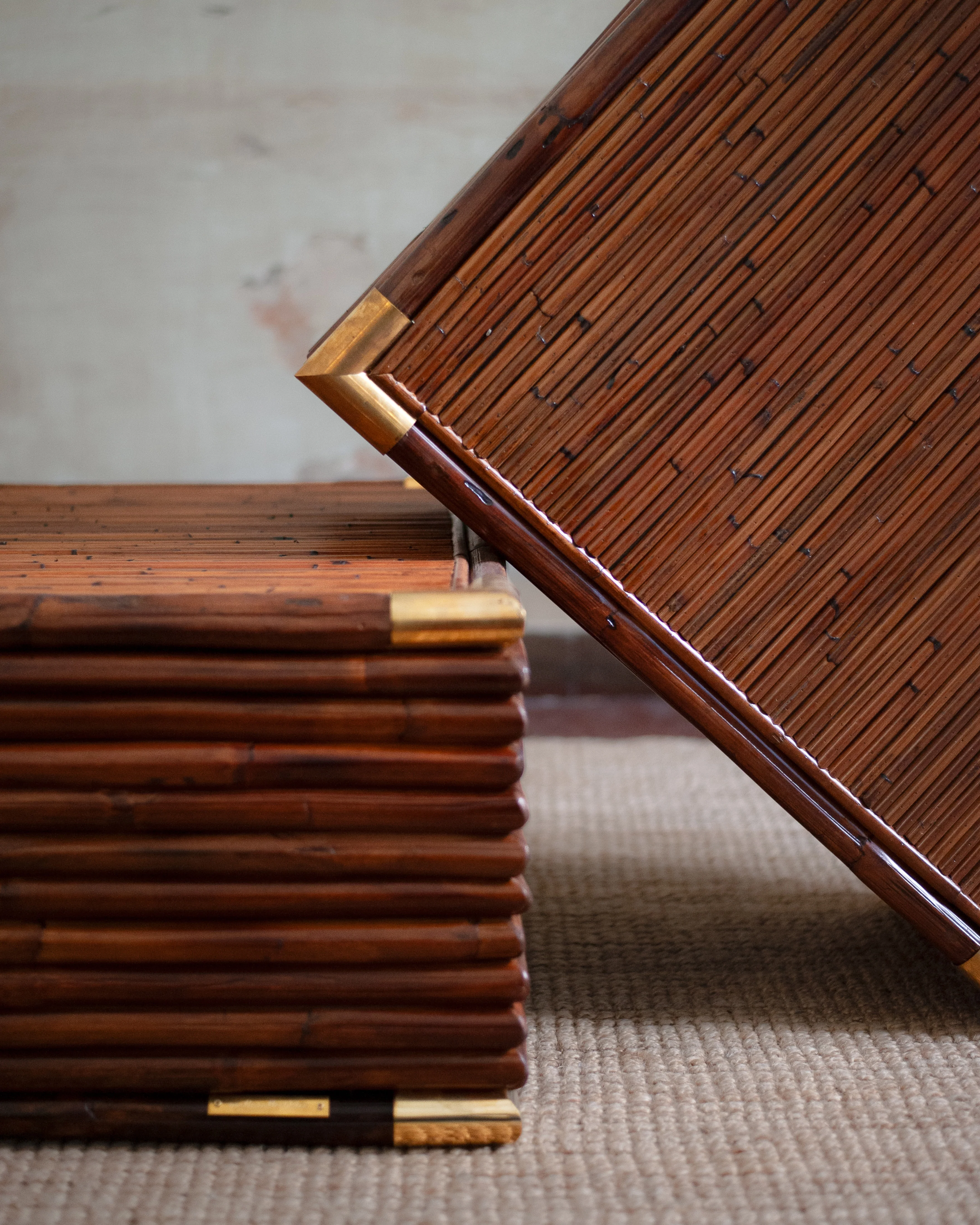Bamboo Coffee Table With Brass Joints - Image 3