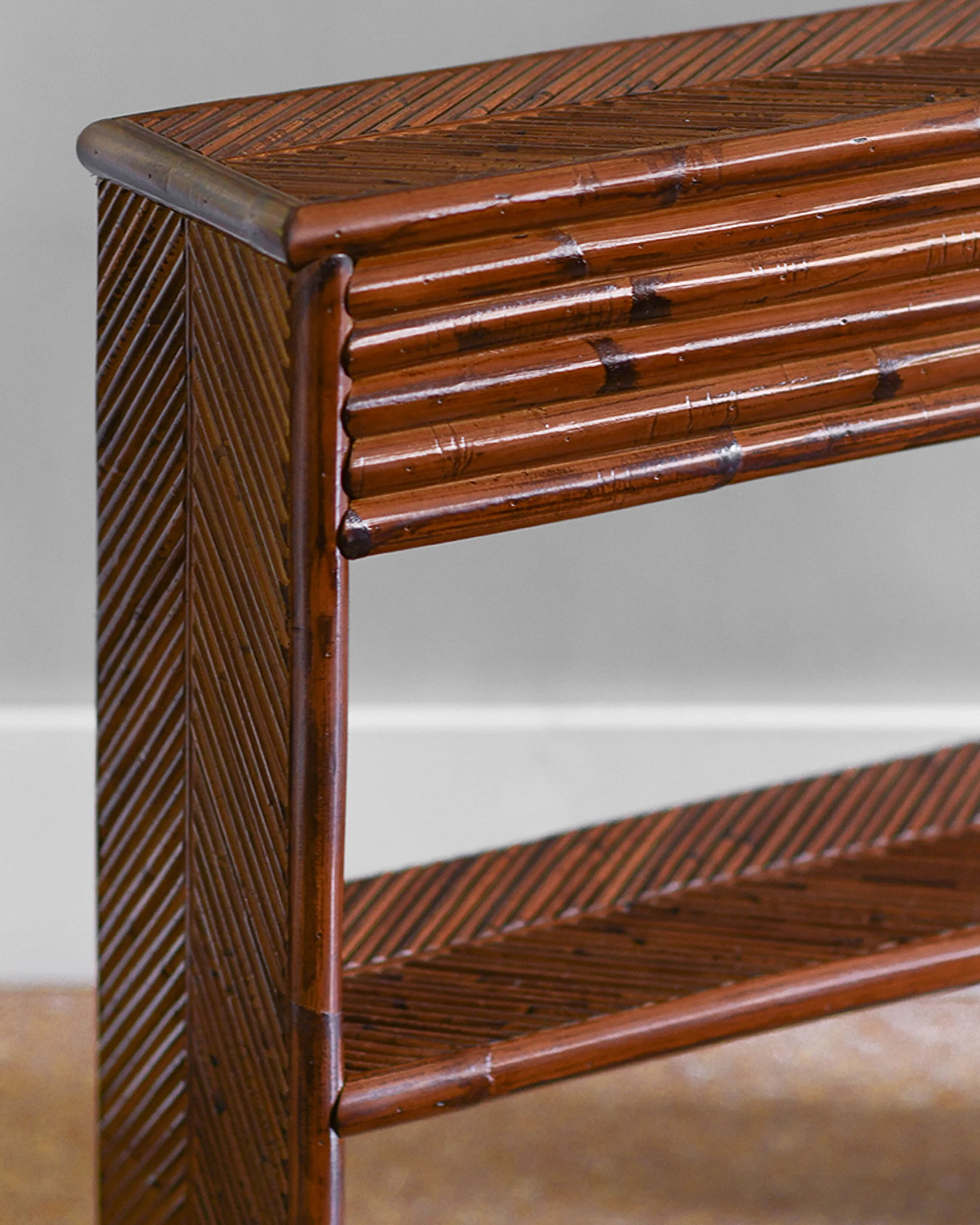 Bamboo Console with Shelf, Hazelnut - Image 3
