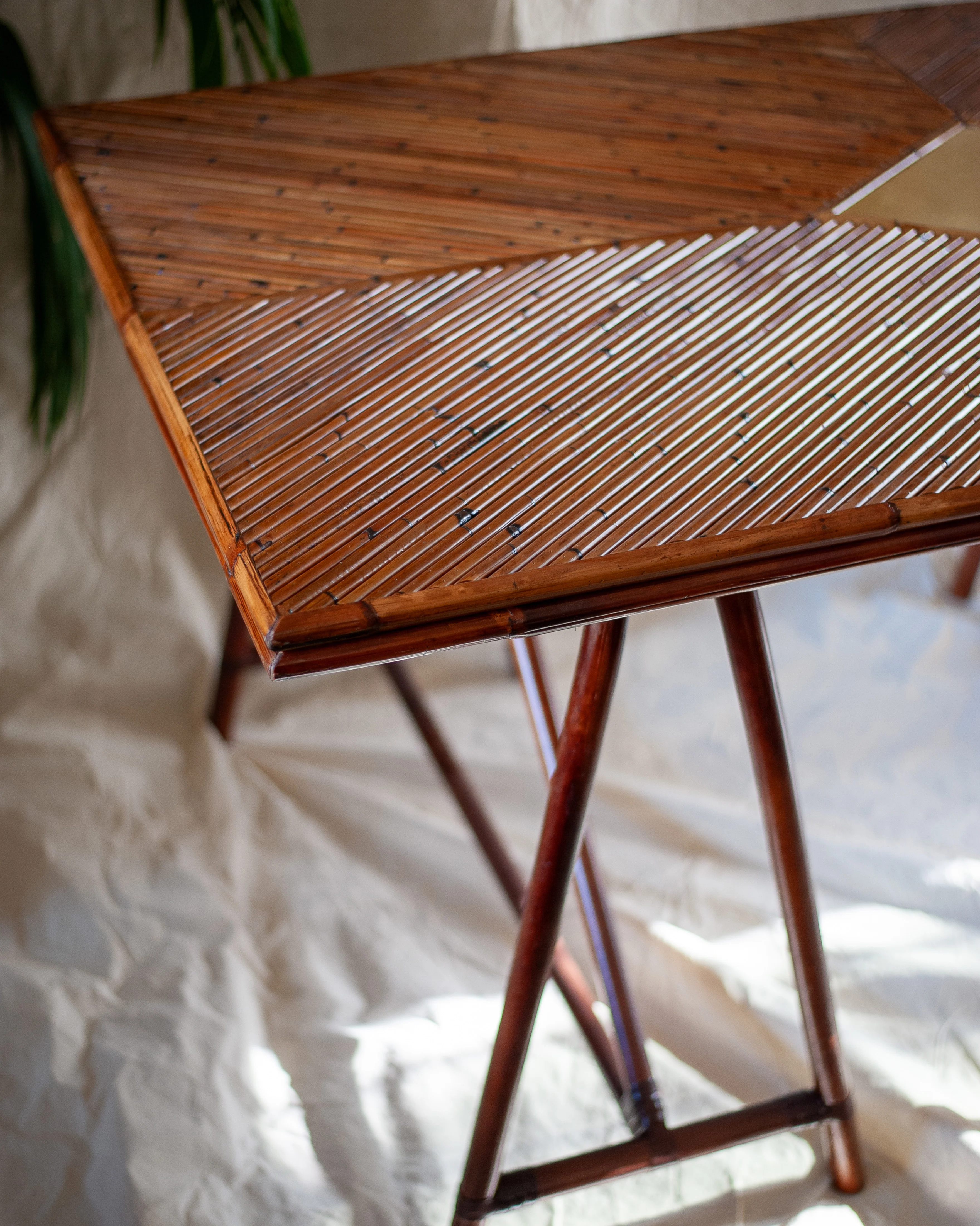 Bamboo Table With Brass Detail - Image 3