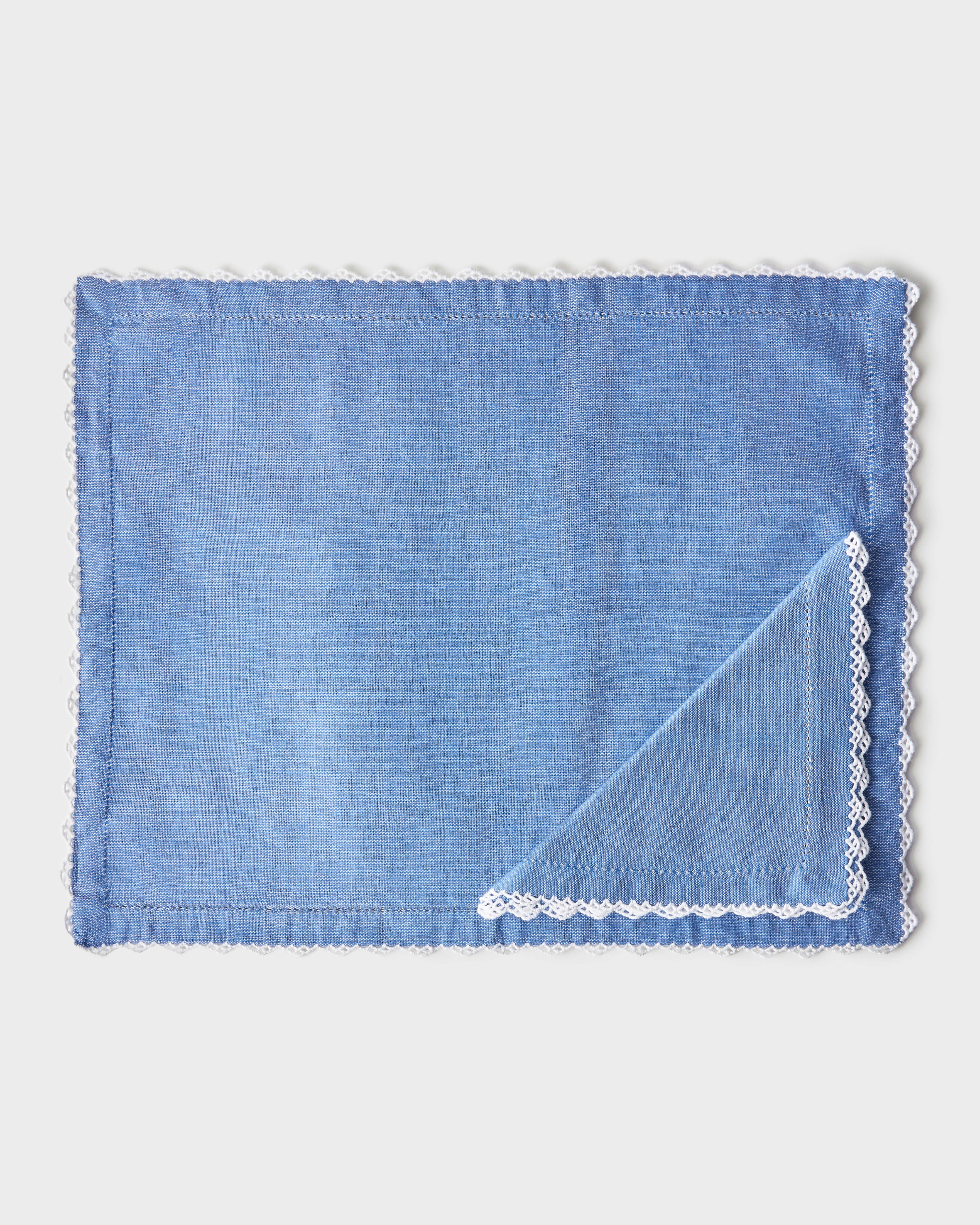 Beatrice Linen Napkins, Blue and White (Set of 2) - Image 3