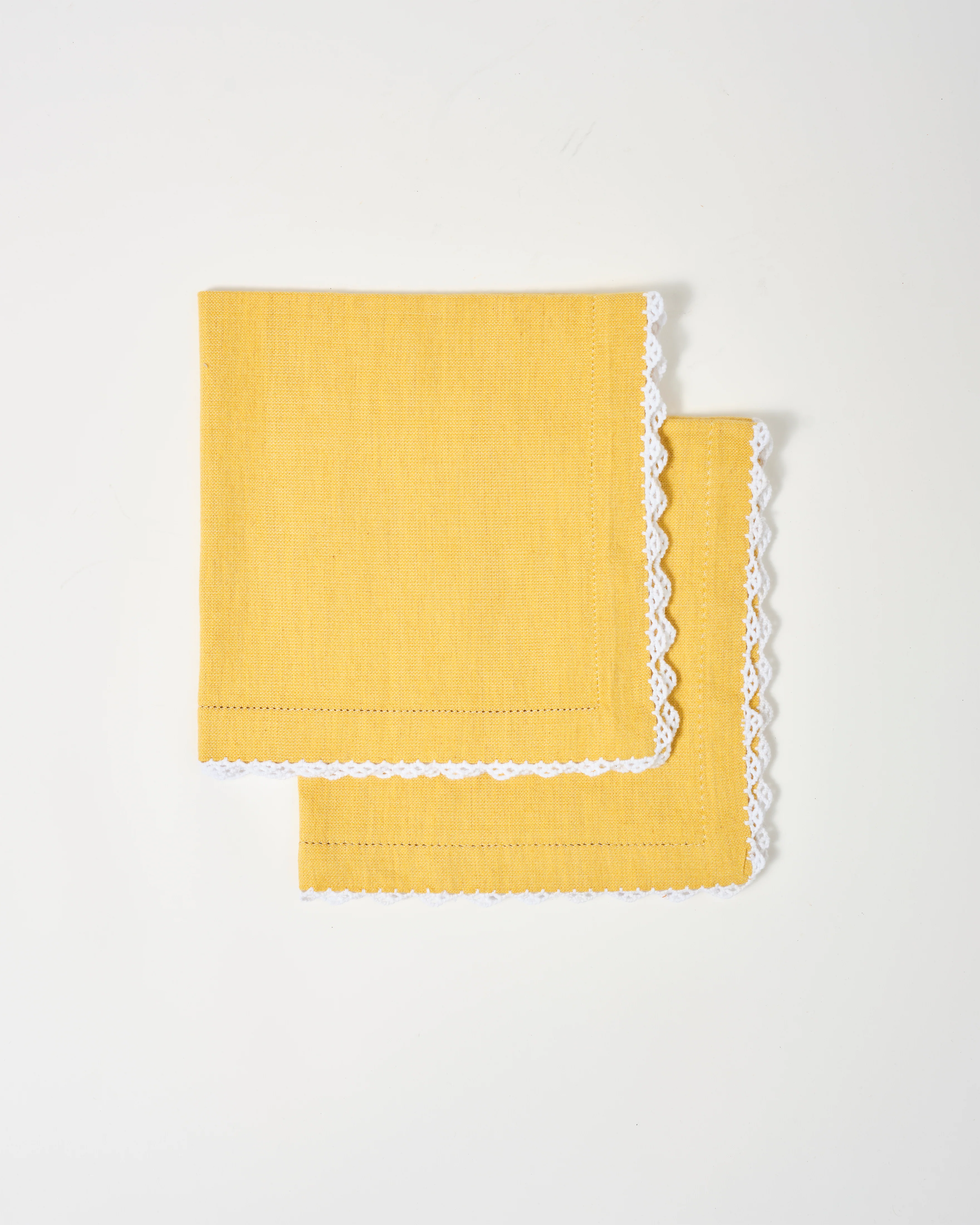 Beatrice Linen Napkins, Yellow and White (Set of 2) - Image 4