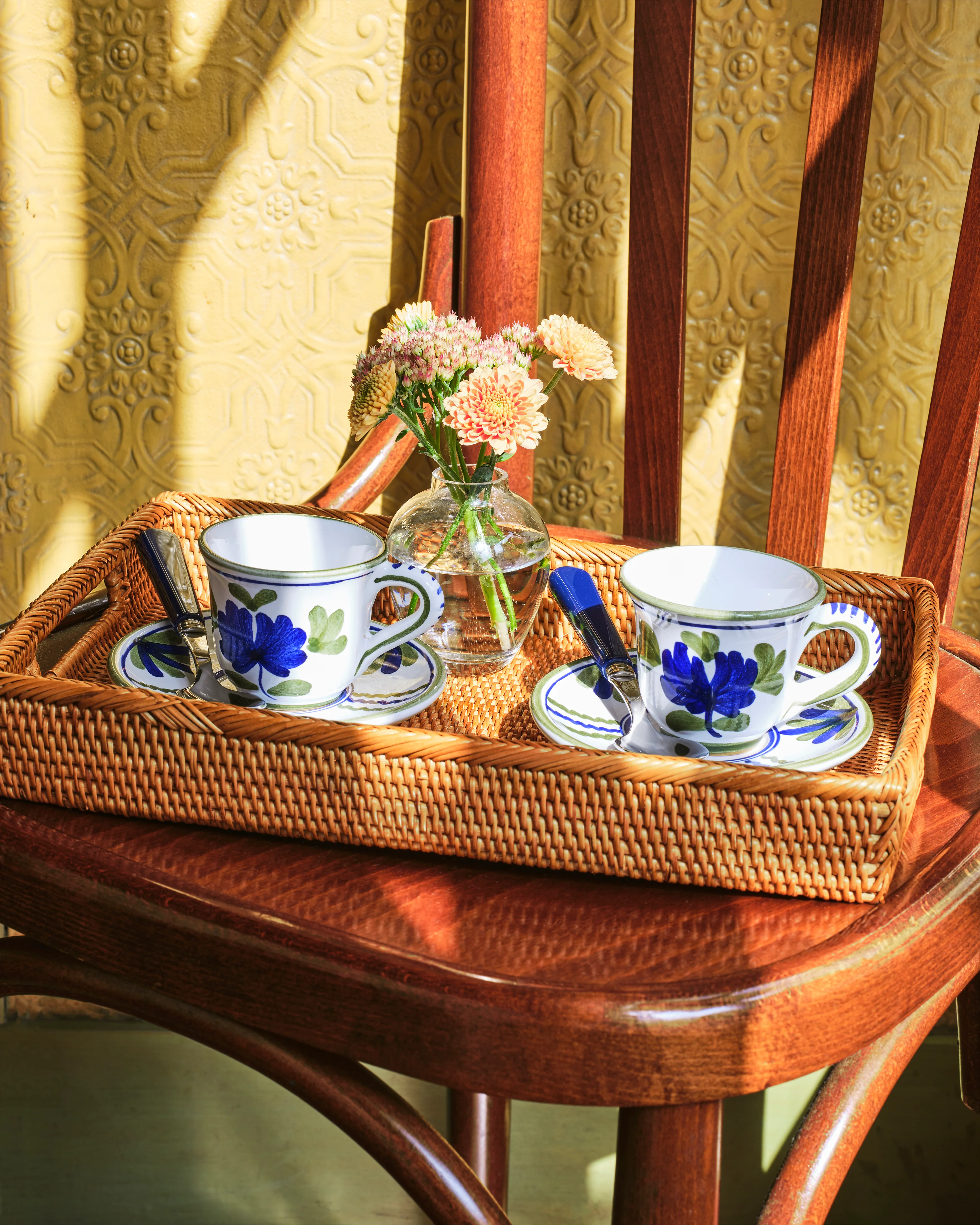 Blossom Espresso Cup and Saucer, Blue (Set of 2) - Image 2
