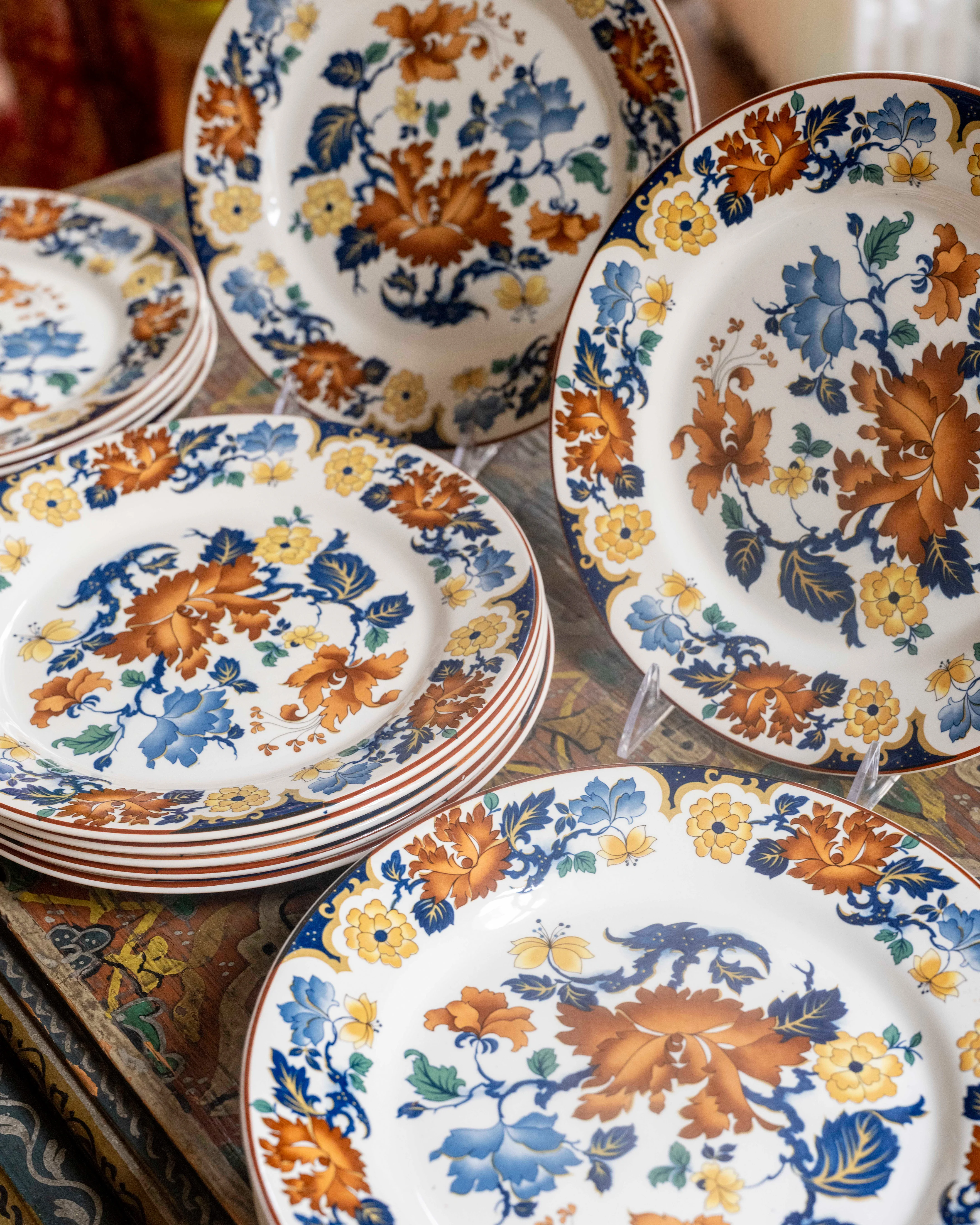 Blue Floral Plates (Set of 15) - Image 2