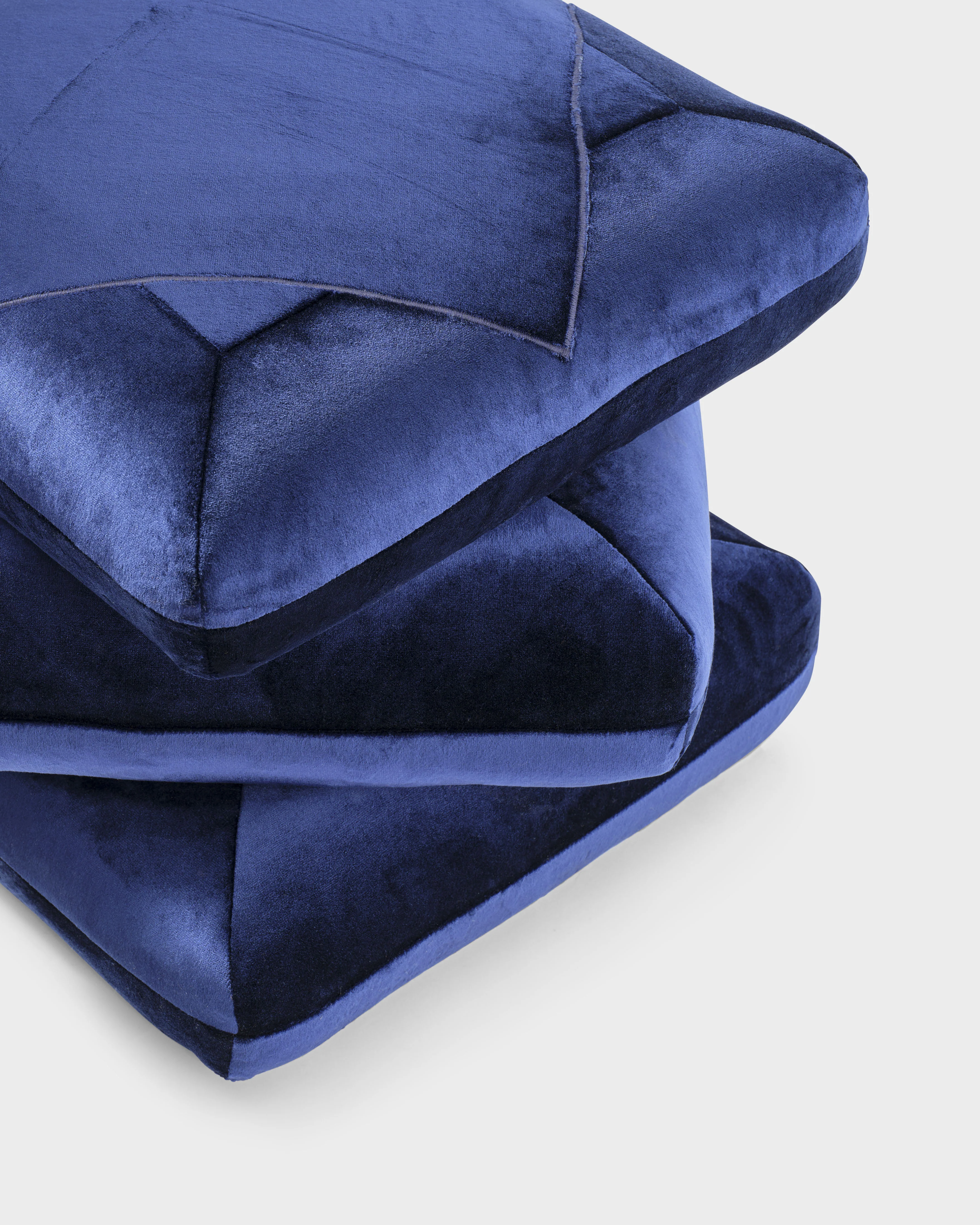 Velvet Pouf, Navy - Image 3