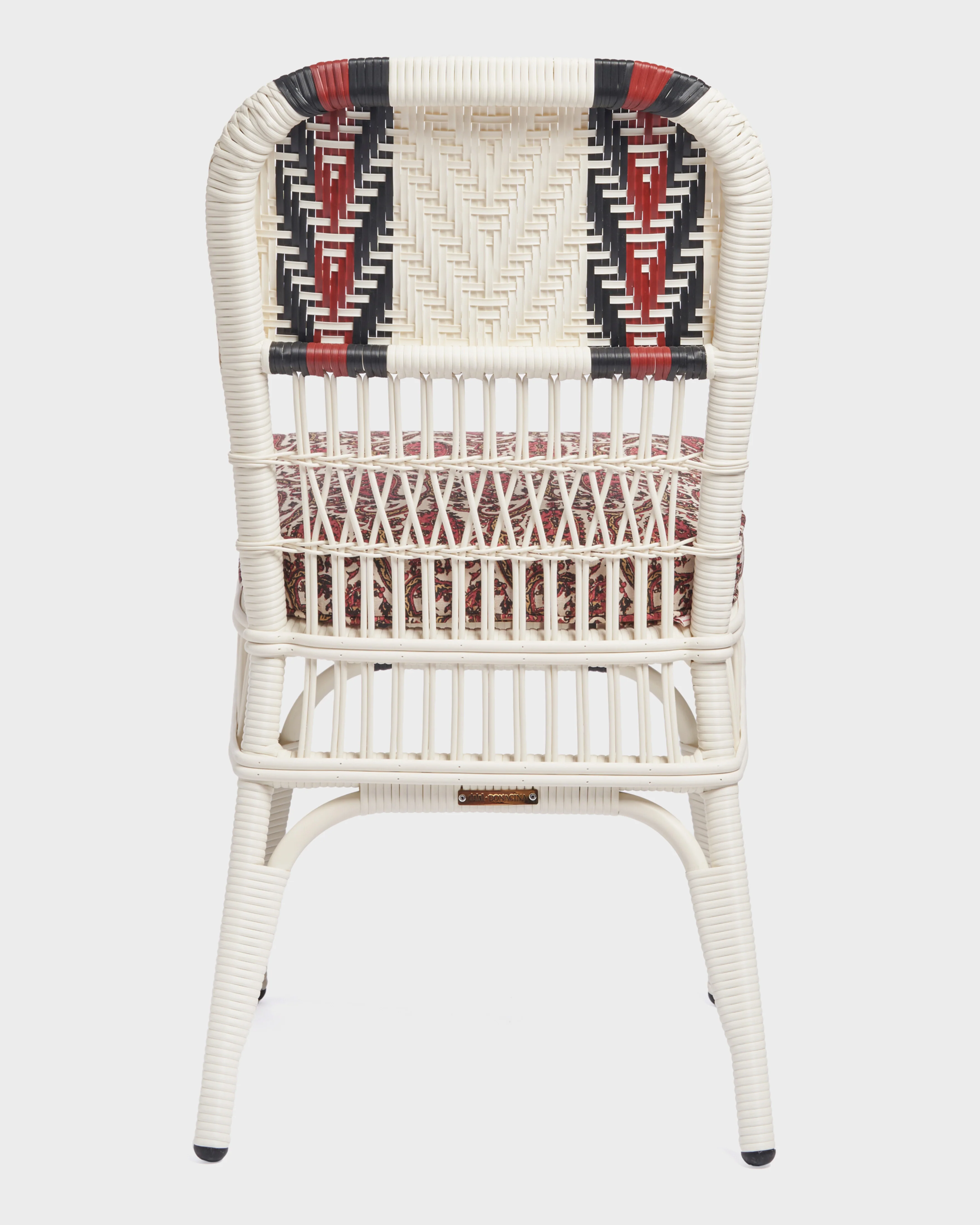 Cabana x Bonacina Sienna Chair Alabastro, Schumacher Daria Paisley Cushion - Image 3