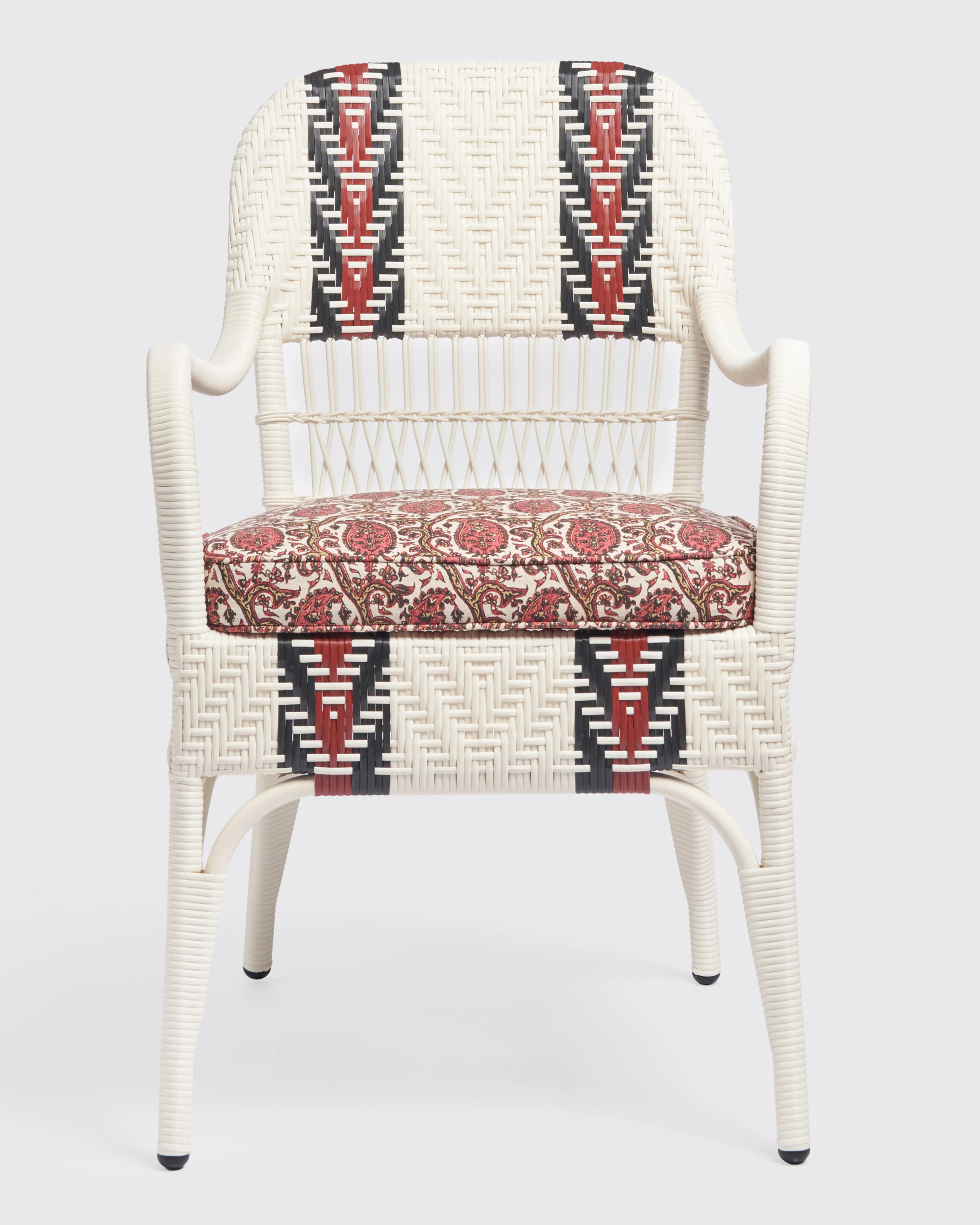 Bonacina x Cabana Sienna Dining Chair Alabastro, Schumacher Daria Paisley Cushion