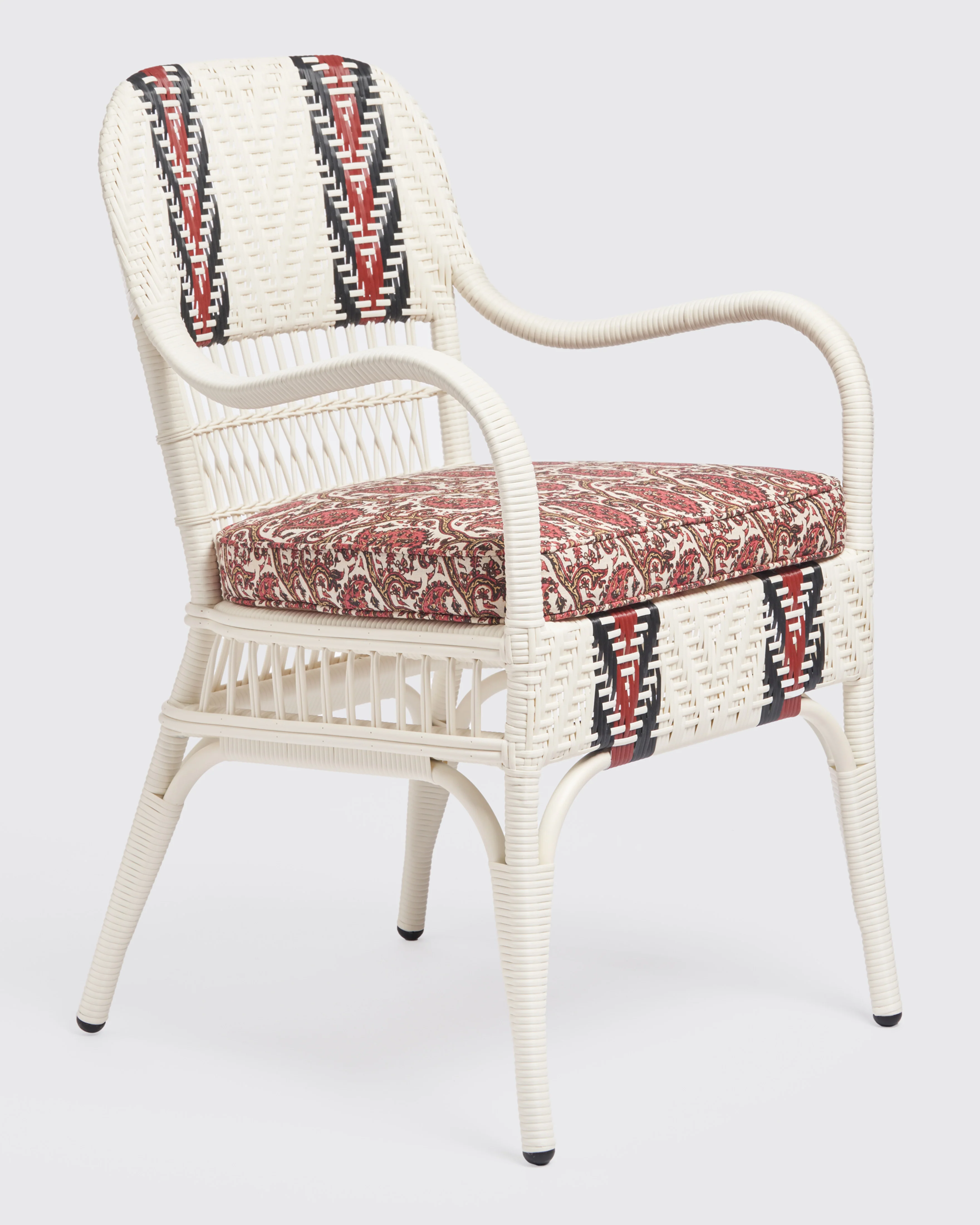 Bonacina x Cabana Sienna Dining Chair Alabastro, Schumacher Daria Paisley Cushion - Image 2