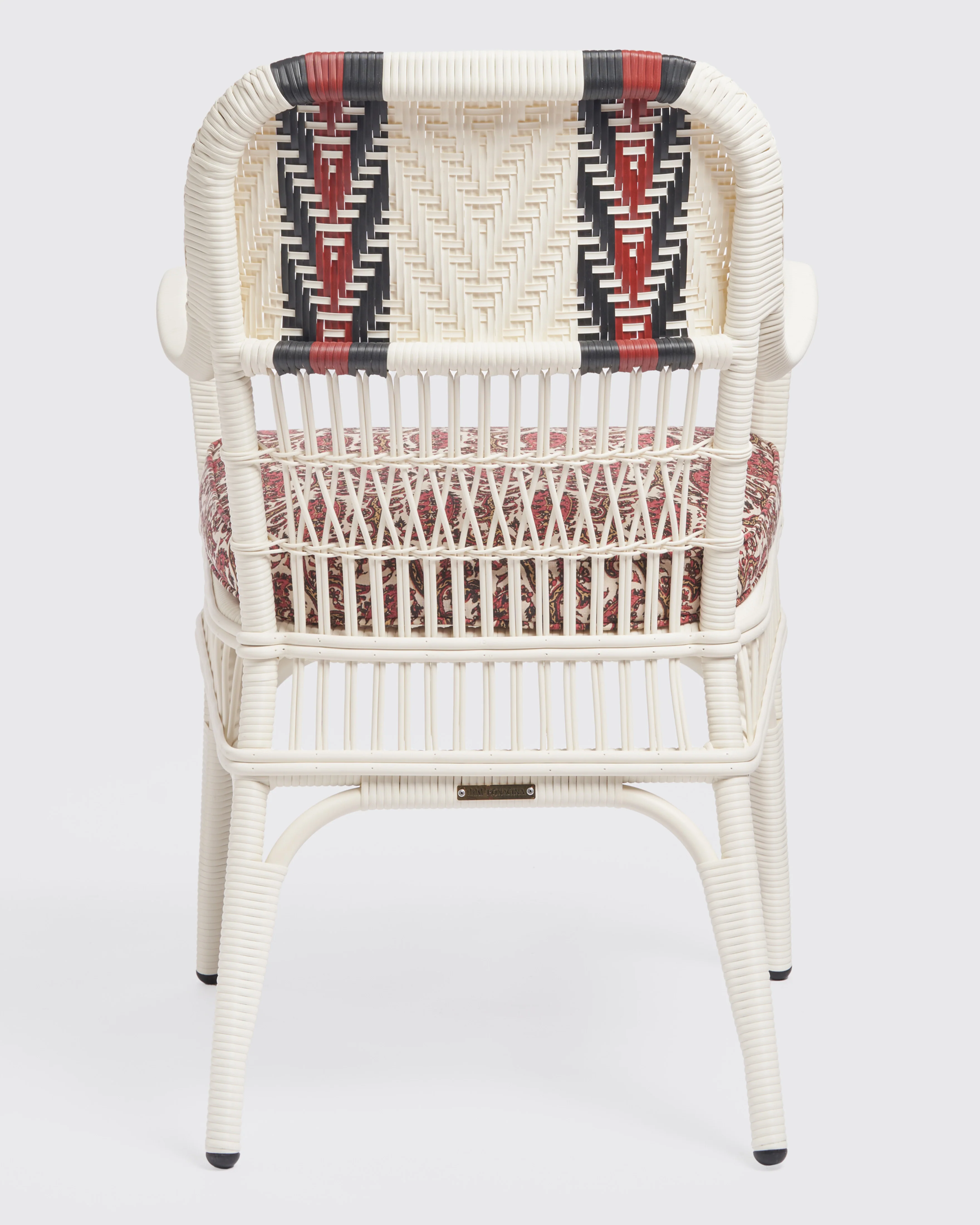 Bonacina x Cabana Sienna Dining Chair Alabastro, Schumacher Daria Paisley Cushion - Image 3