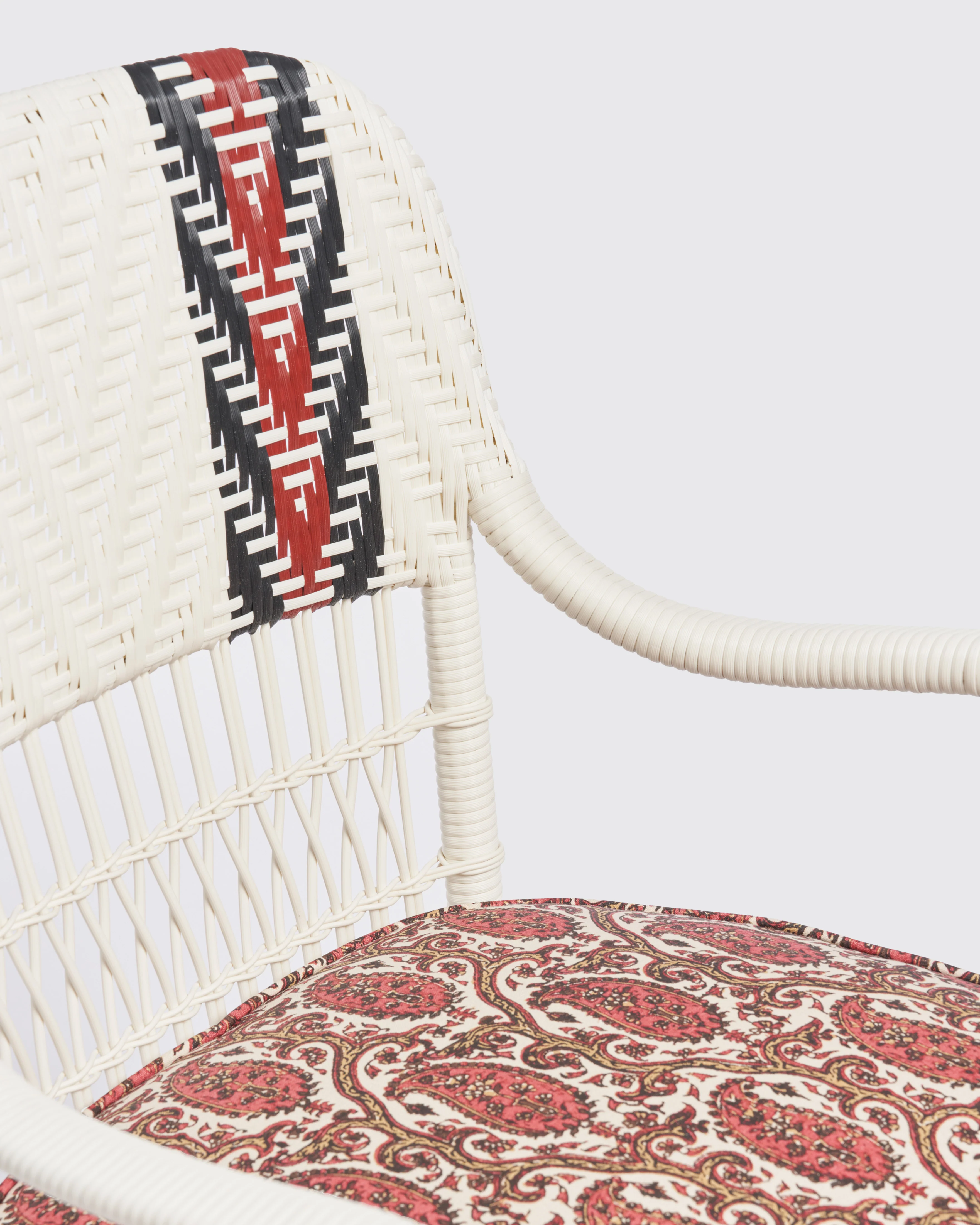 Bonacina x Cabana Sienna Dining Chair Alabastro, Schumacher Daria Paisley Cushion - Image 4