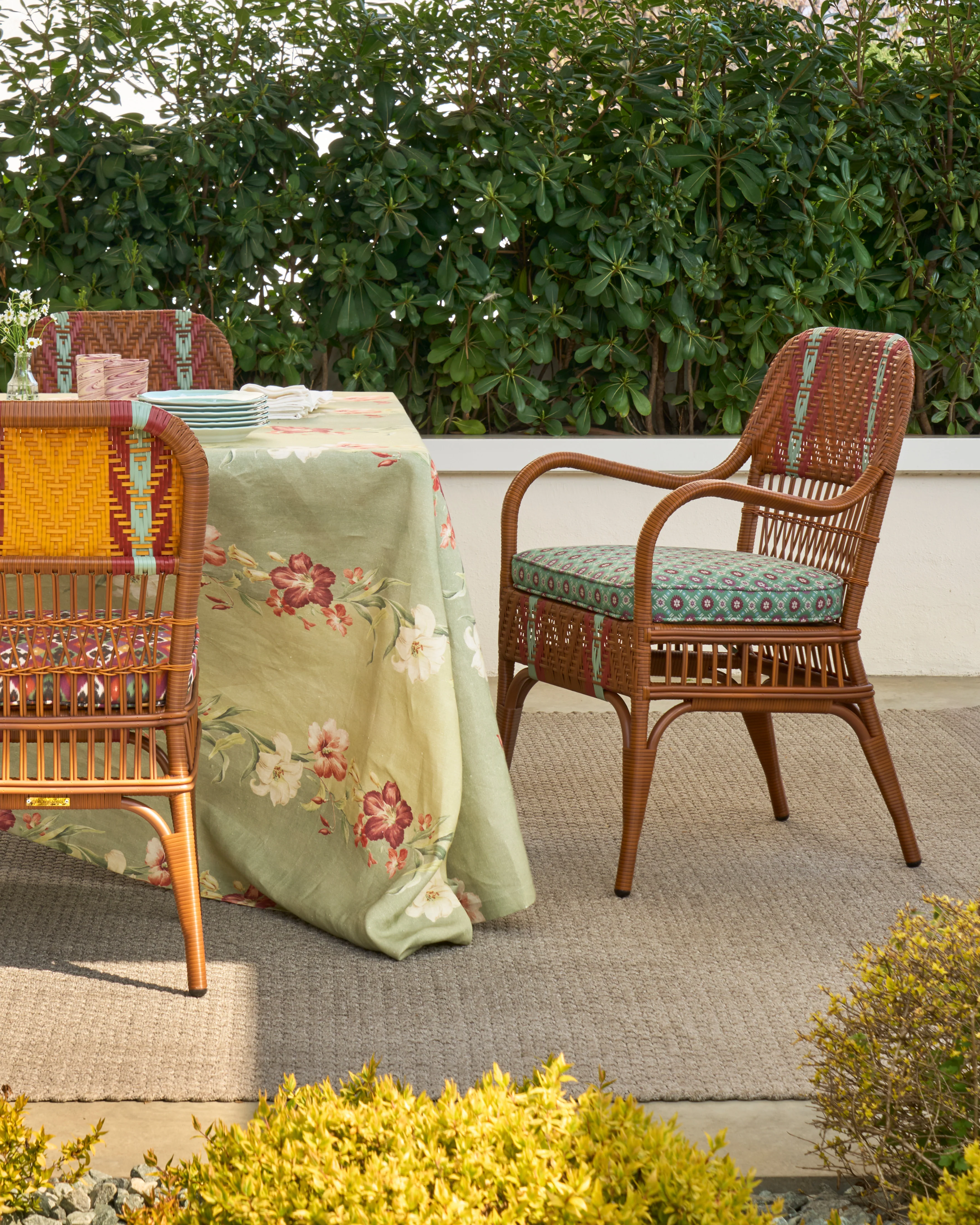 Bonacina x Cabana Sienna Dining Chair Cognac, Schumacher Larissa Jade Cushion - Image 4
