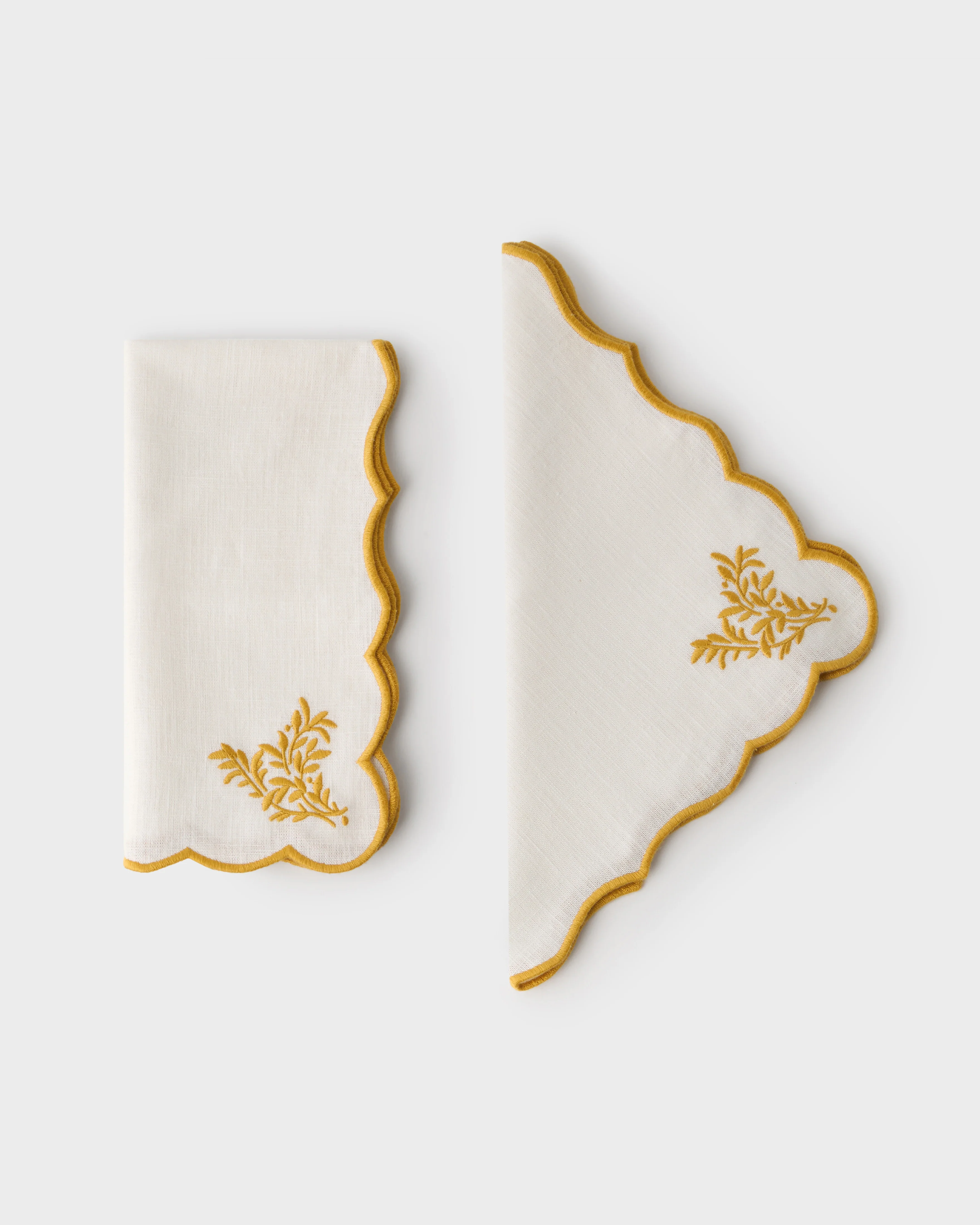 Botanica Embroidered Linen Napkin Yellow