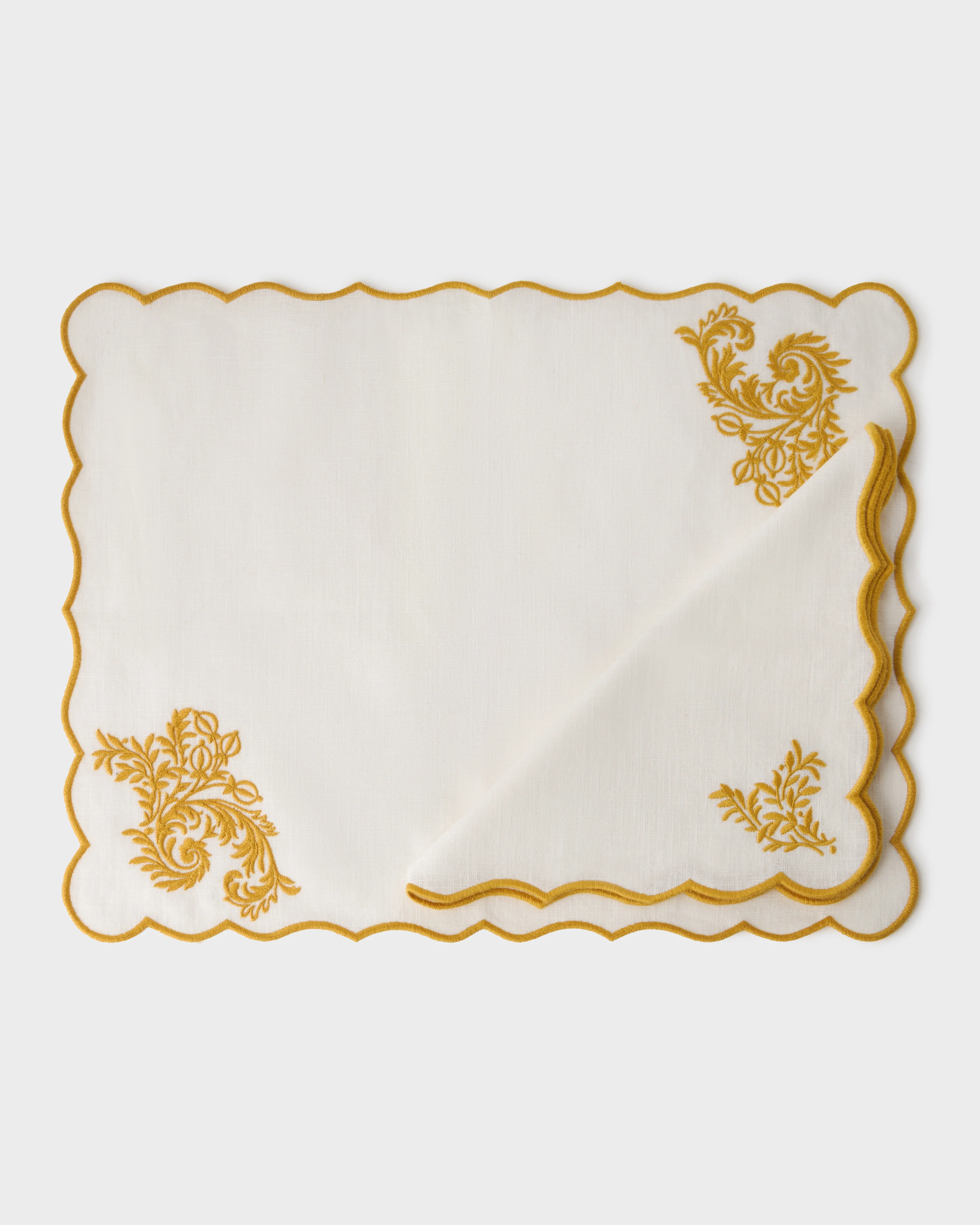 Botanica Embroidered Linen Napkin Yellow - Image 3