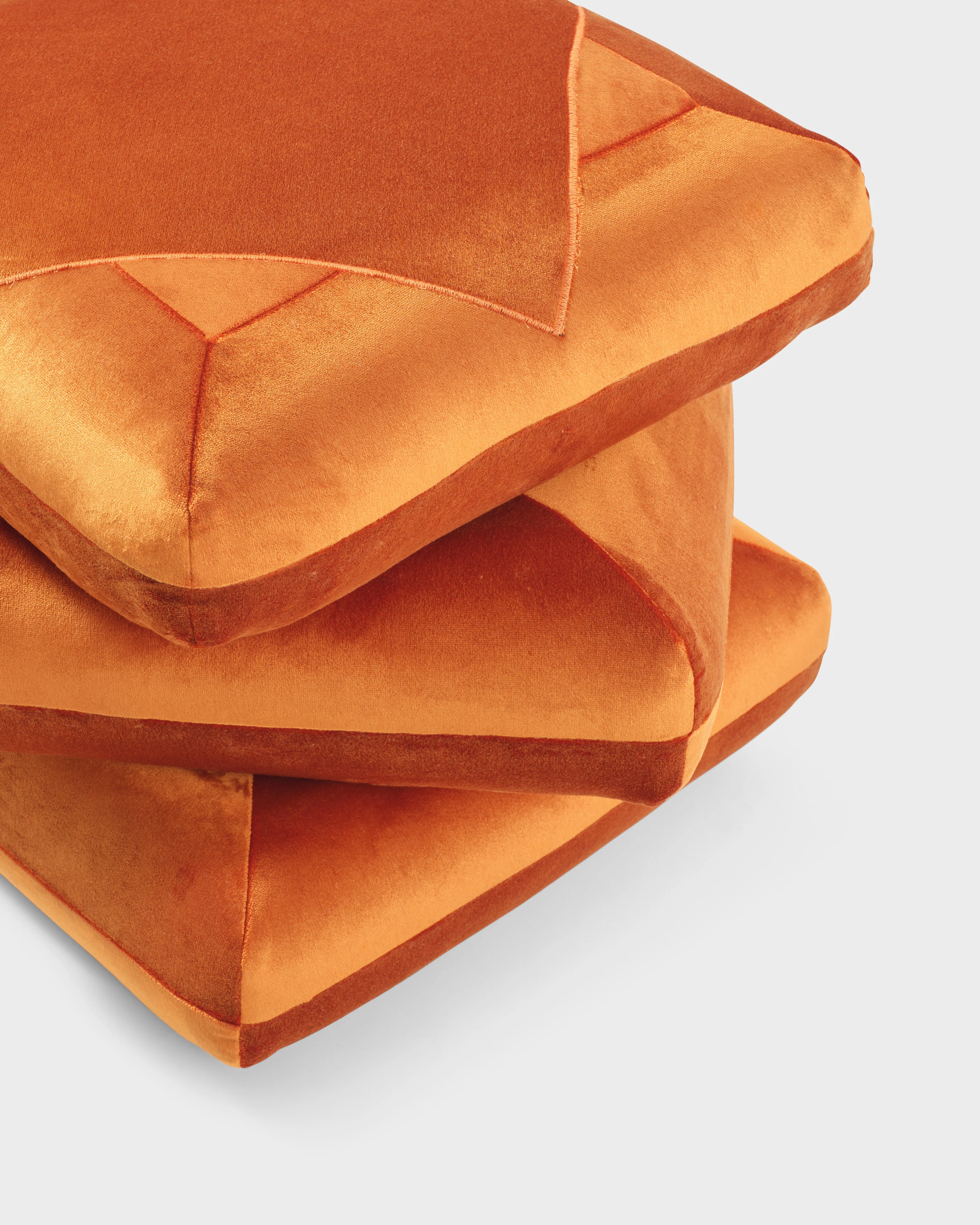 Velvet Pouf, Pumpkin - Image 3