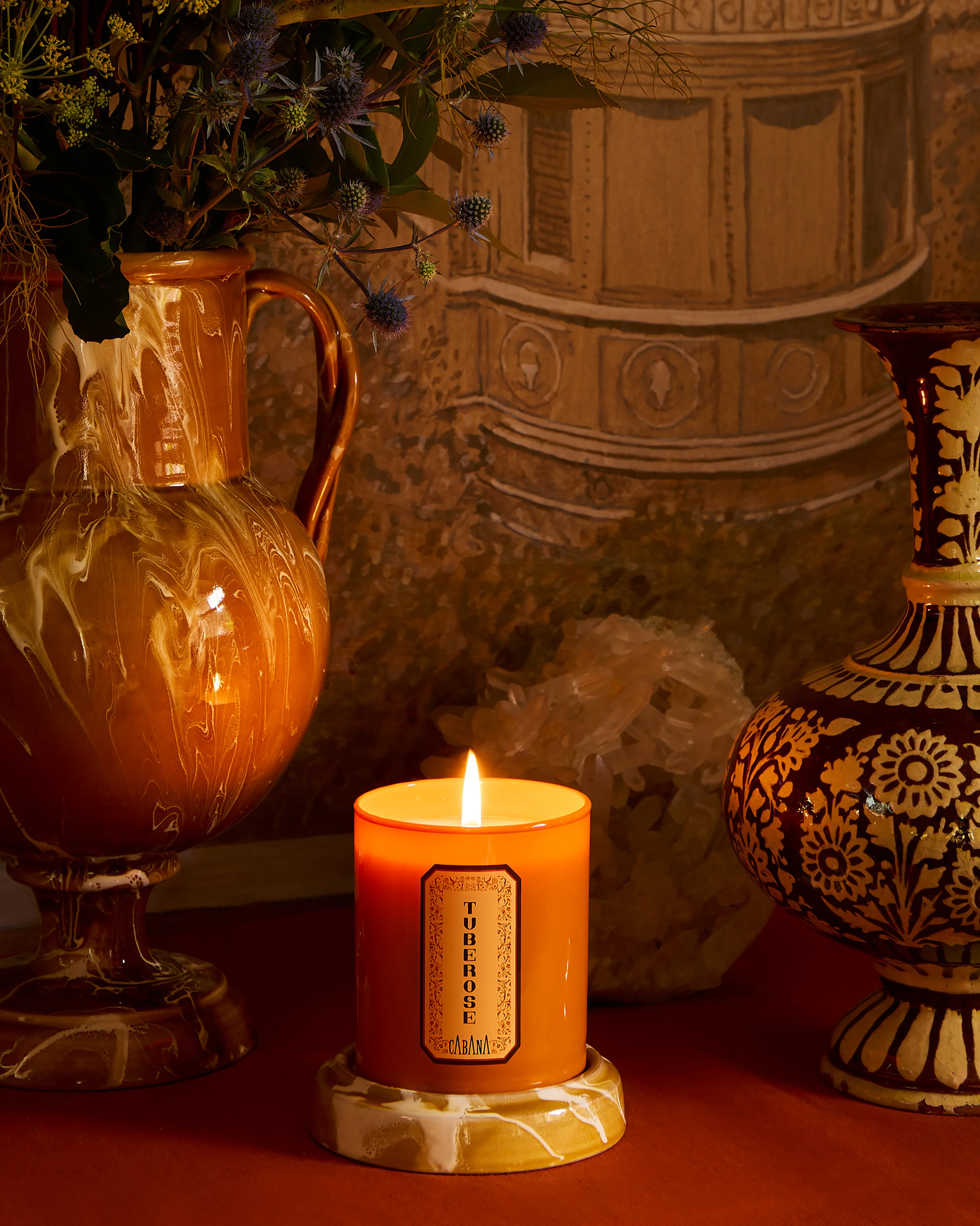 Marbled Candle Holder Base, Terracotta - Image 4