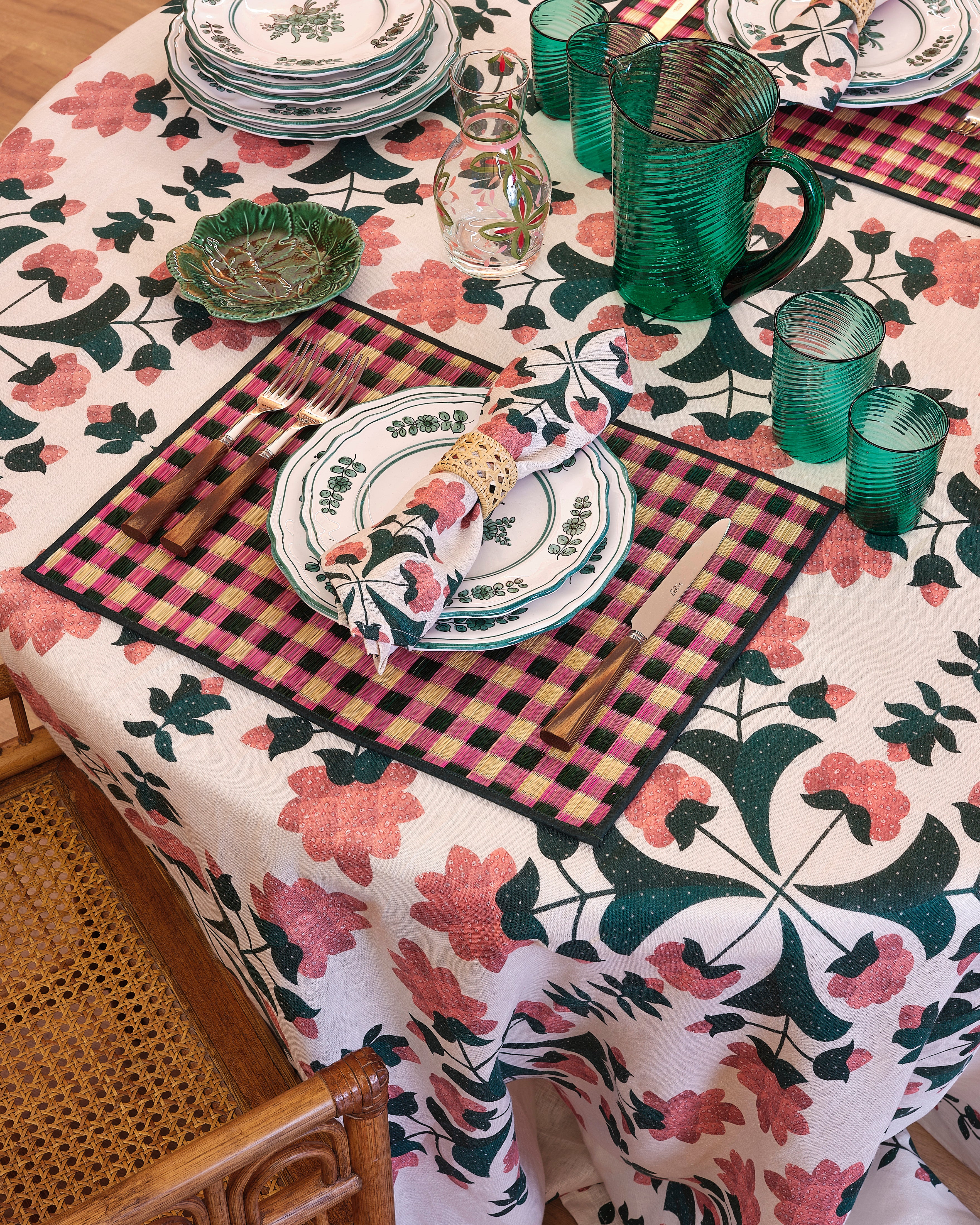 Capri Placemat, Pink and Green - Image 4