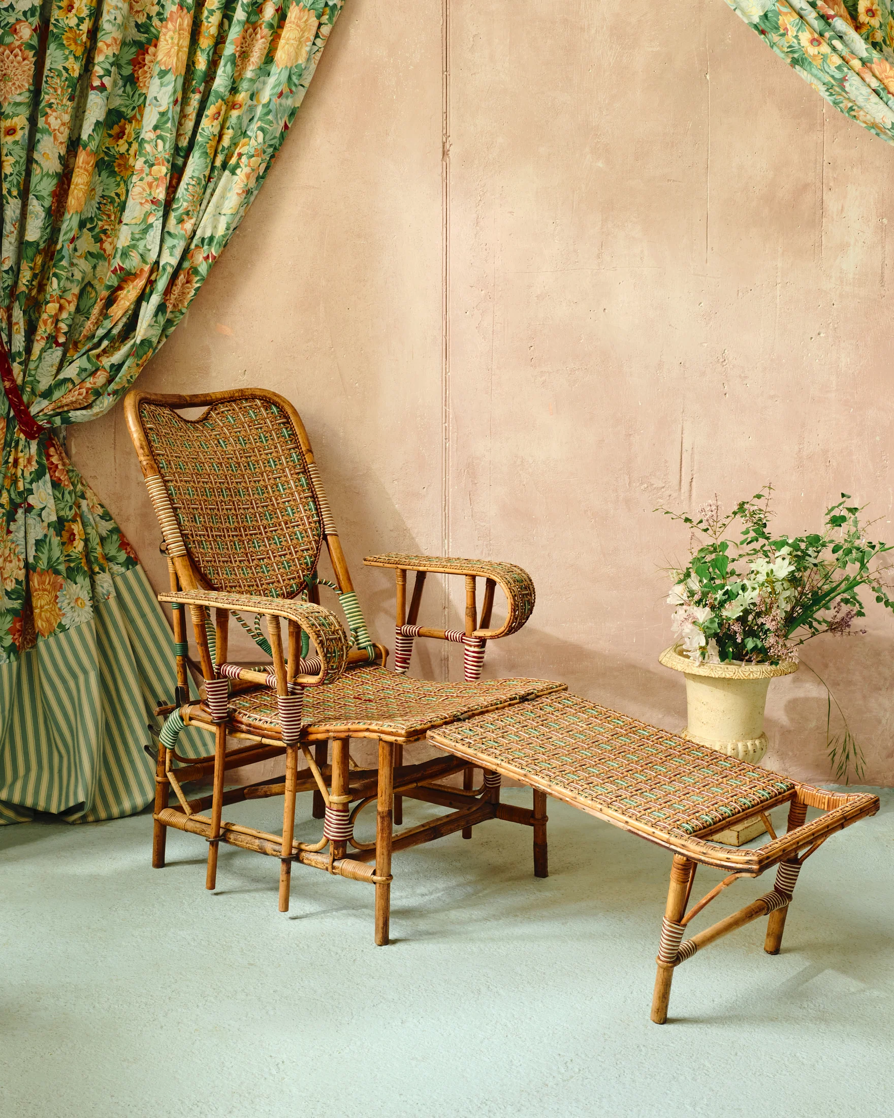 Madelaine Castaing Wicker Chaise Longue