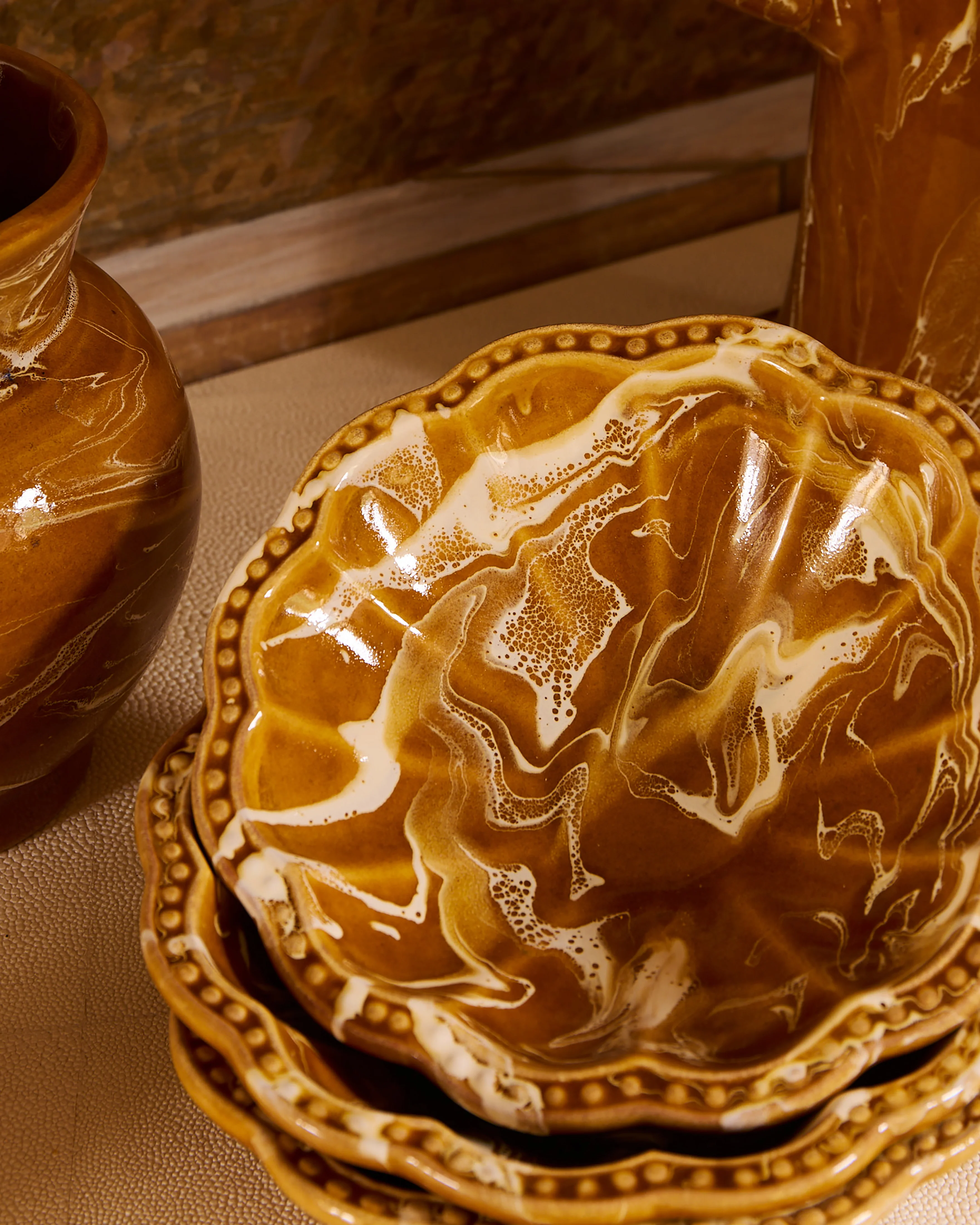 Marbled Small Bowl, Terracotta - Image 3
