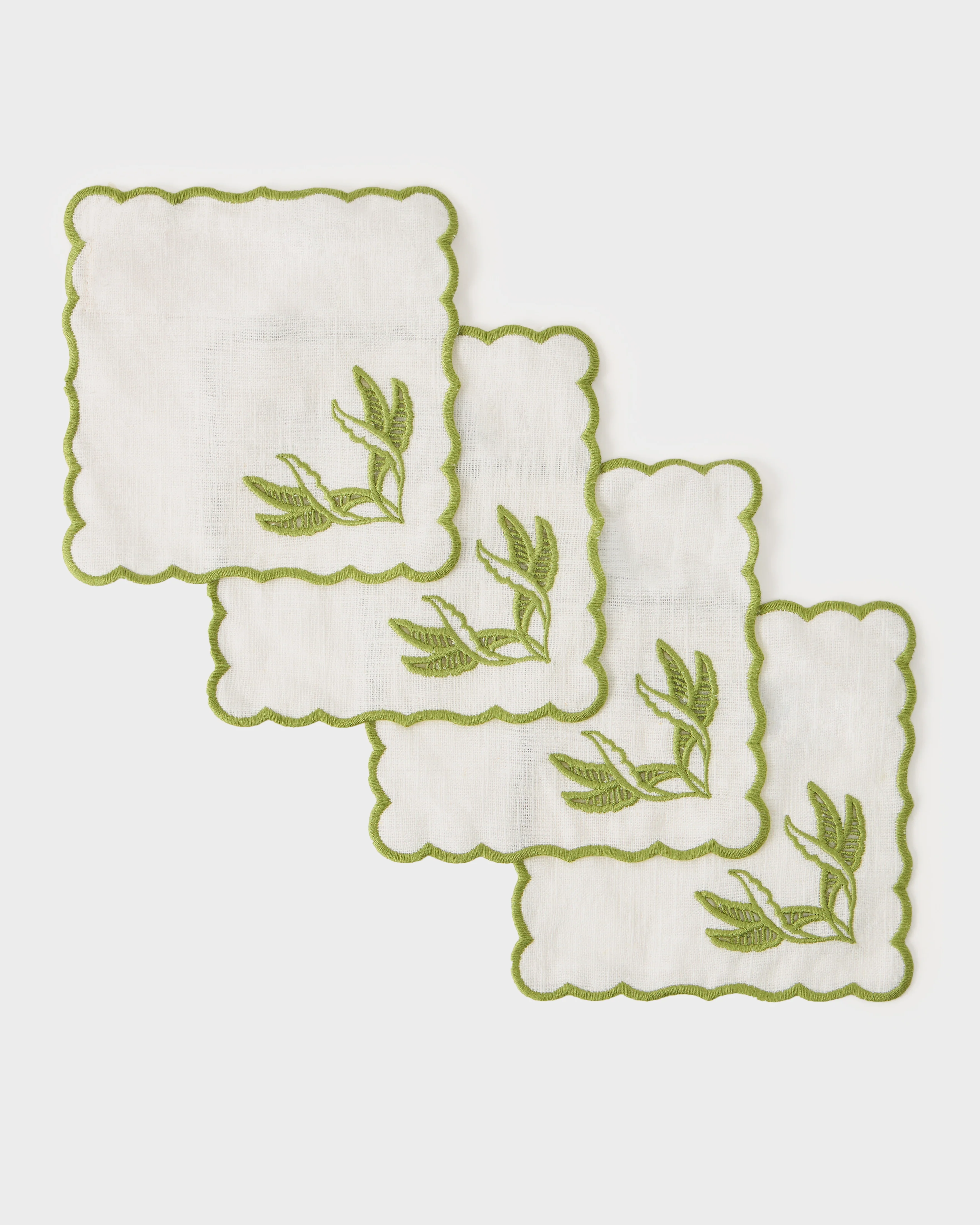 Destree x Cabana Embroidered Cocktail Linen Napkins (Set of 4)