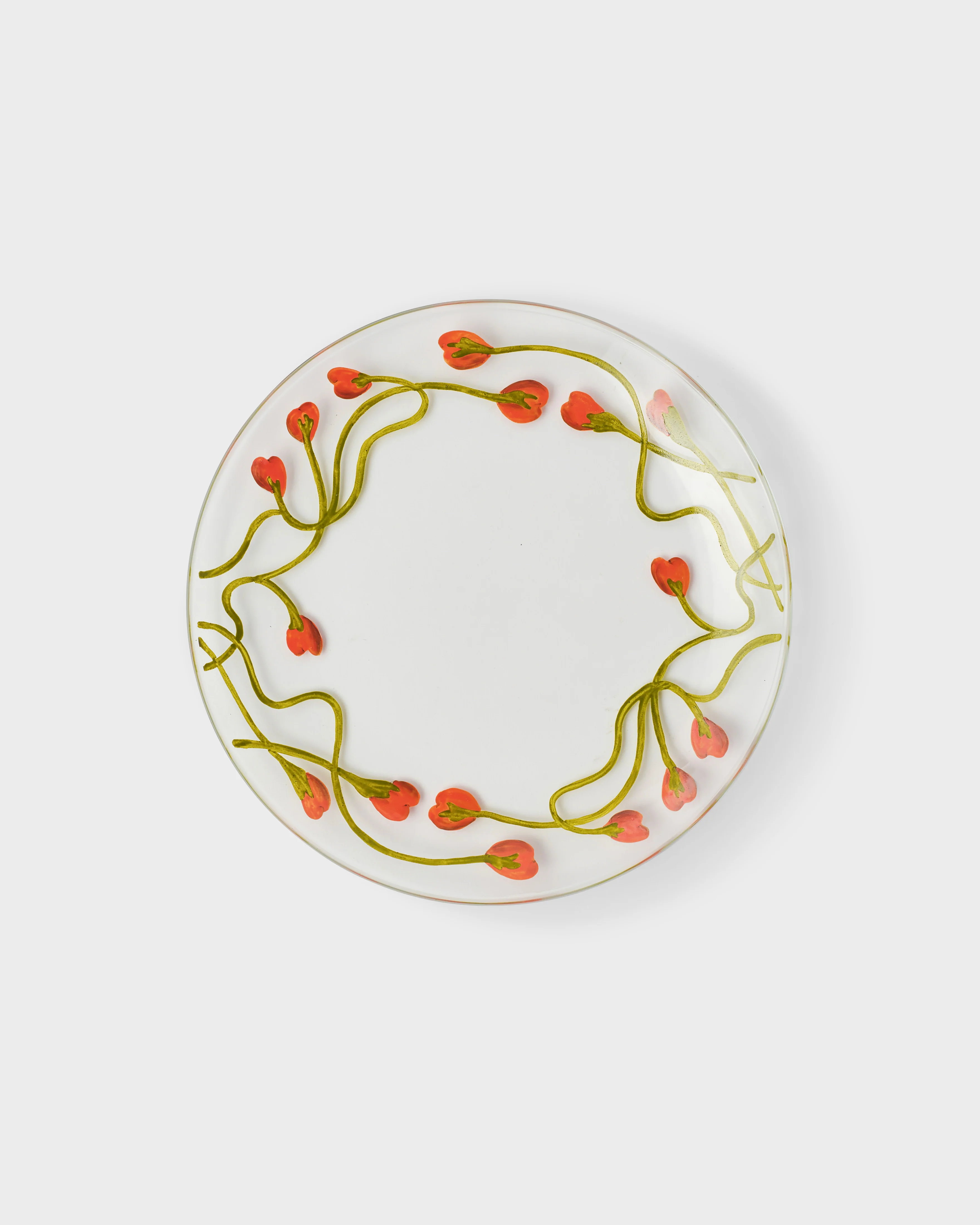 Crini & Sophia Hand-Painted Glass Poppy Dessert Plate