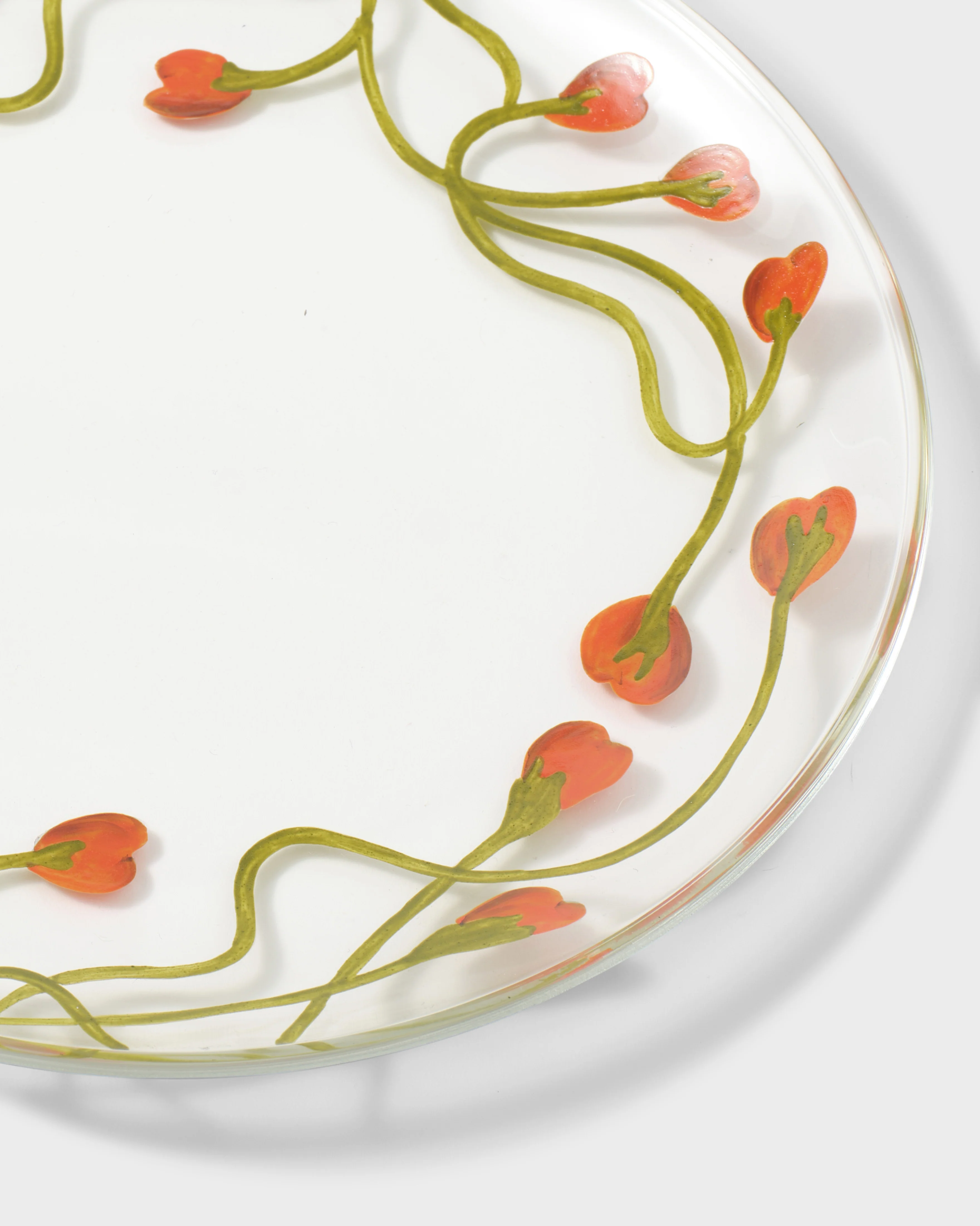 Crini & Sophia Hand-Painted Glass Poppy Dessert Plate - Image 2