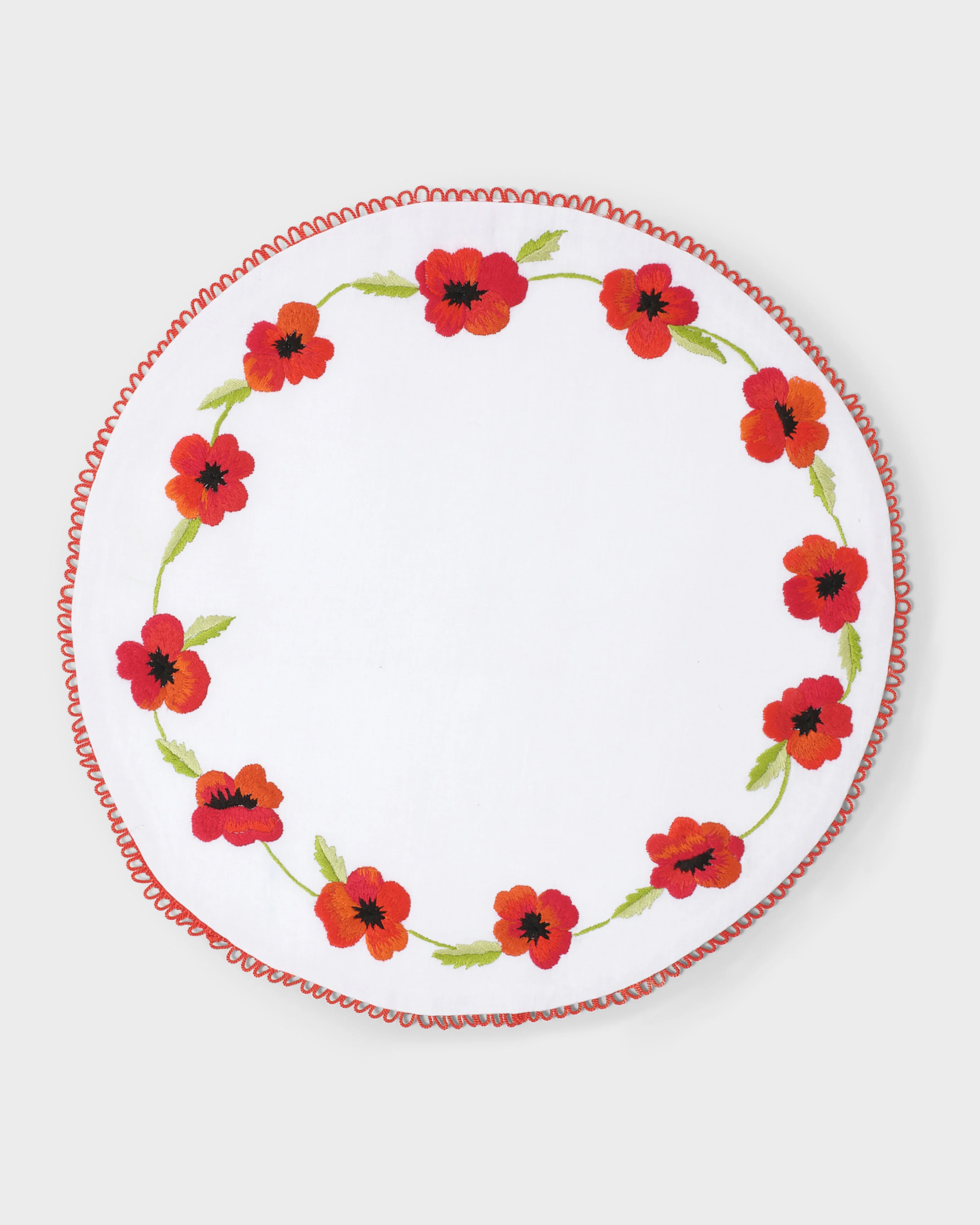 Crini & Sophia Poppy White Linen Placemat