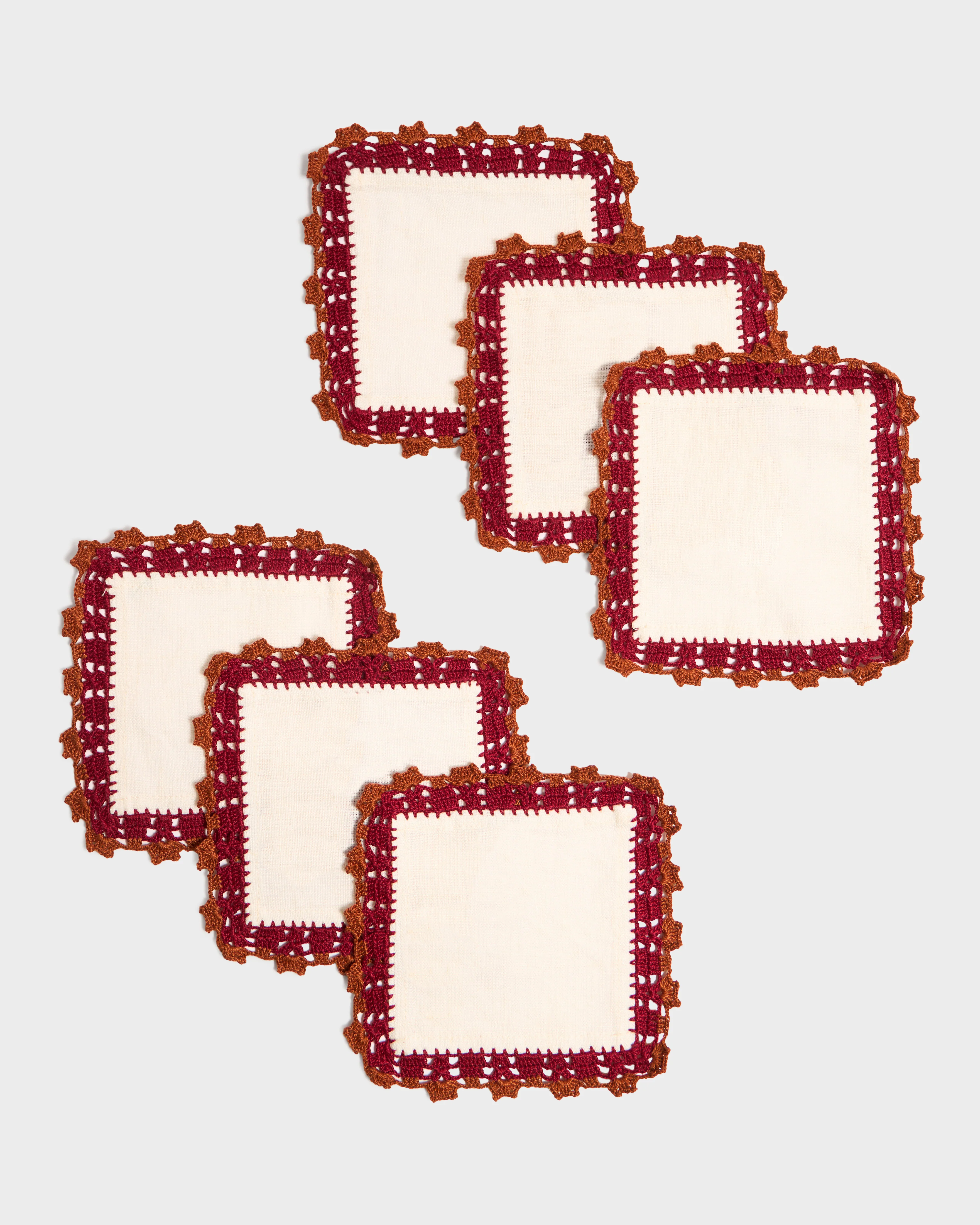 Crochet Embellished Cocktail Napkins (Set of 6)