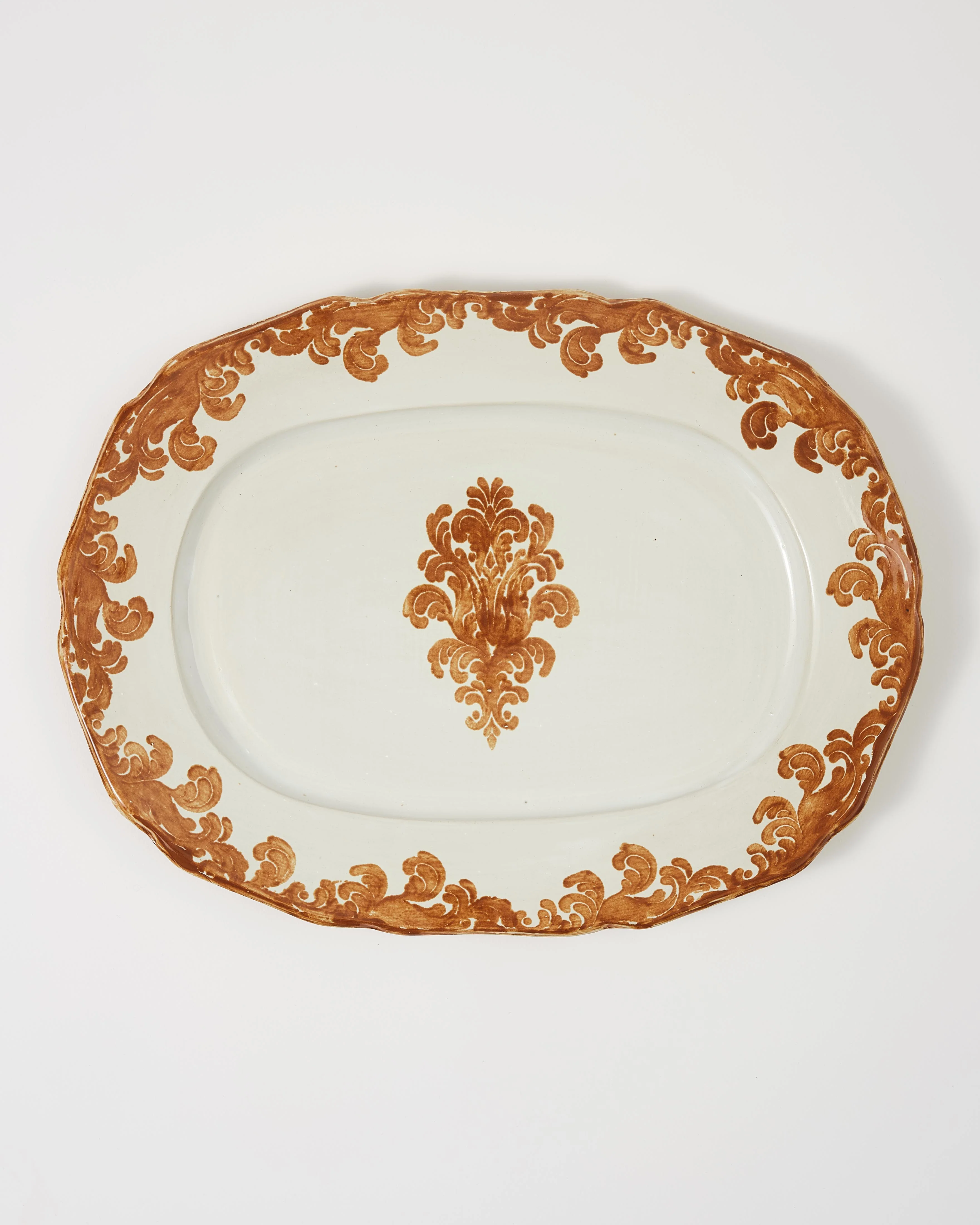 Damask Stoneware Large Serving Plate by Zsuzsanna Nyul, Natural