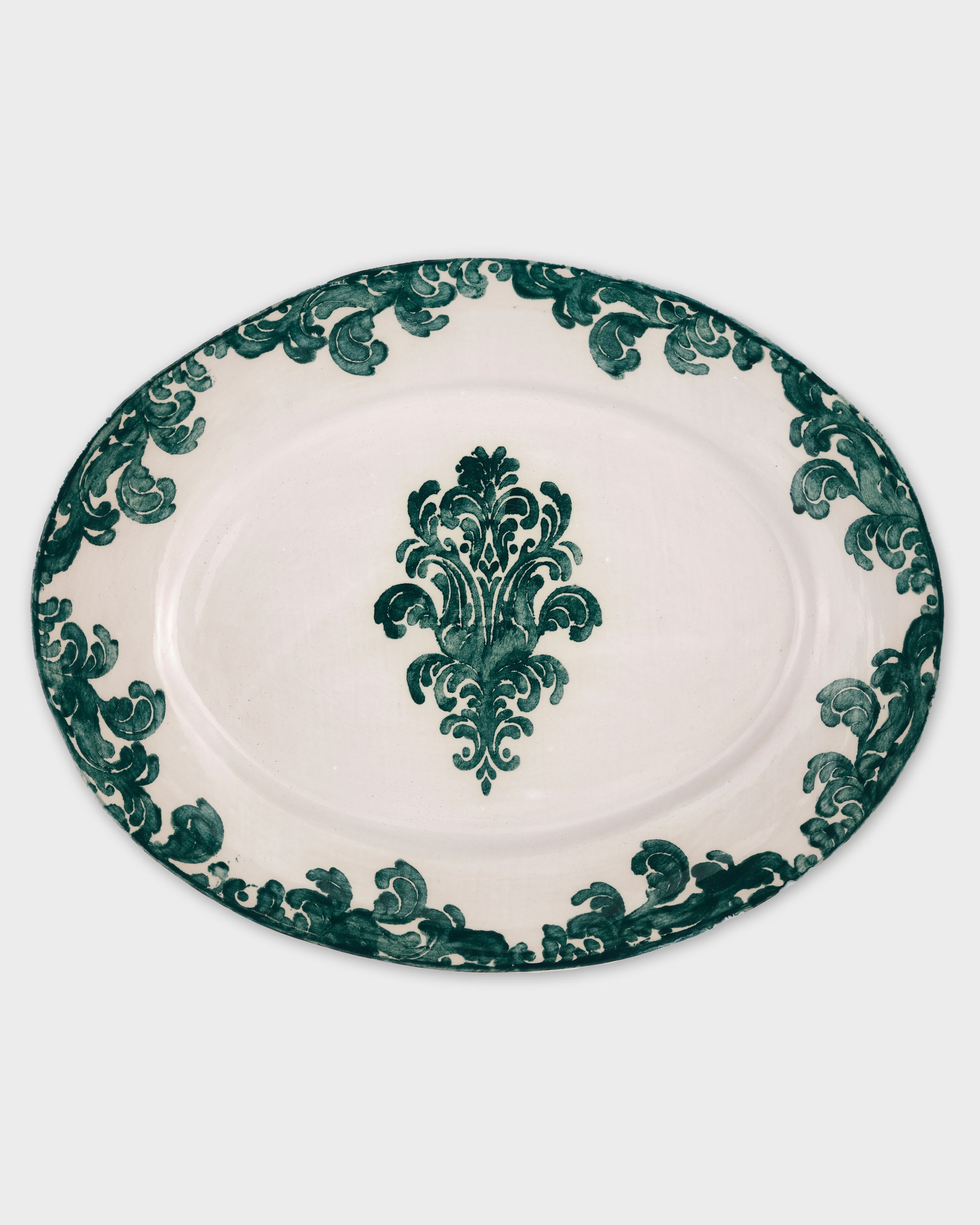 Damask Stoneware Serving Plate by Zsuzsanna Nyul, Green
