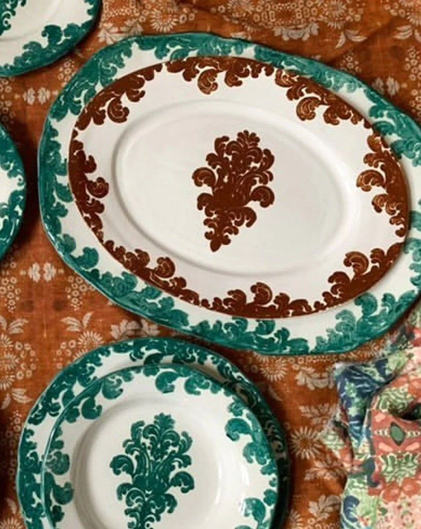 Damask Stoneware Serving Plate by Zsuzsanna Nyul, Natural - Image 3