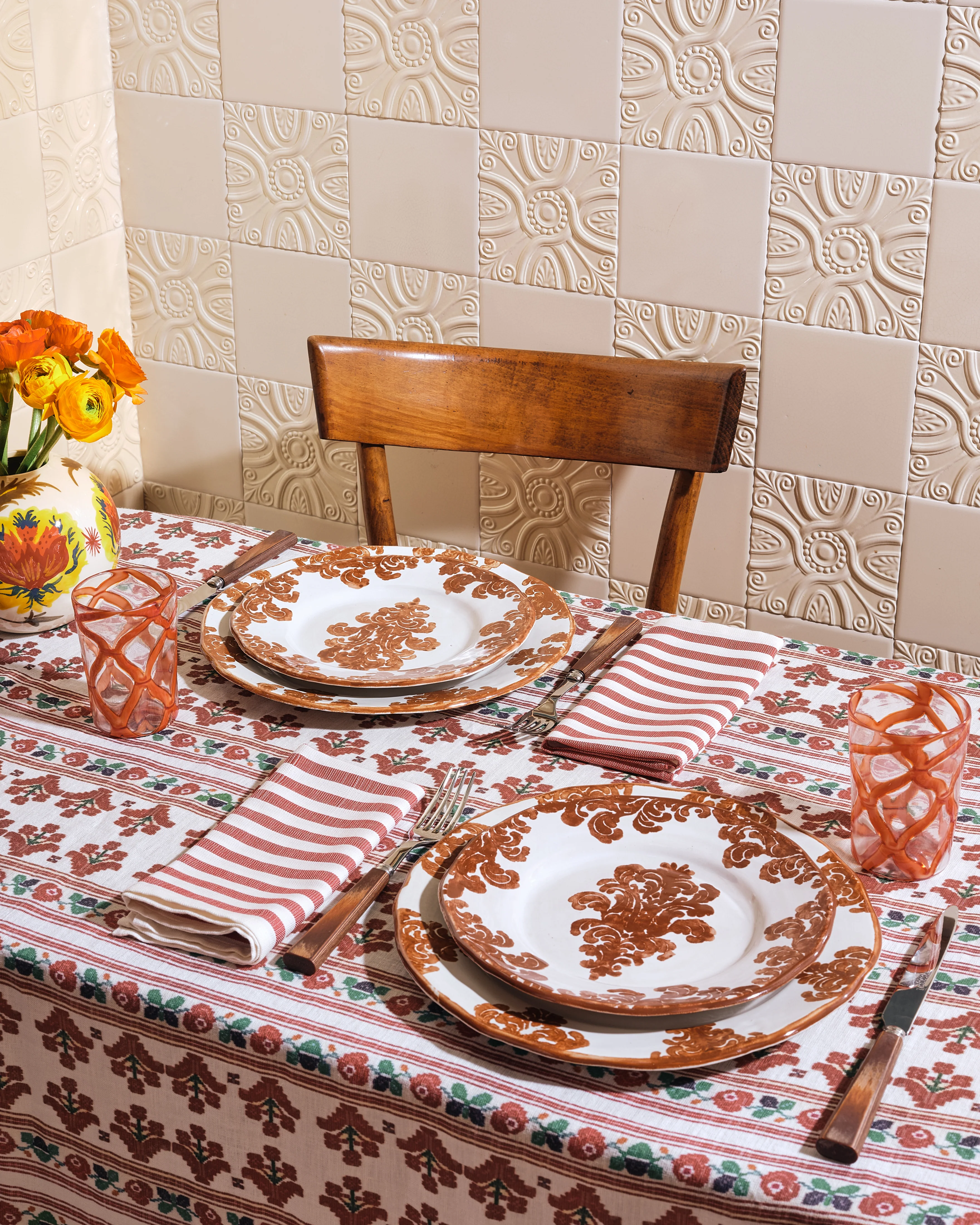 Damask Stoneware Dinner Plate by Zsuzsanna Nyul, Natural - Image 5