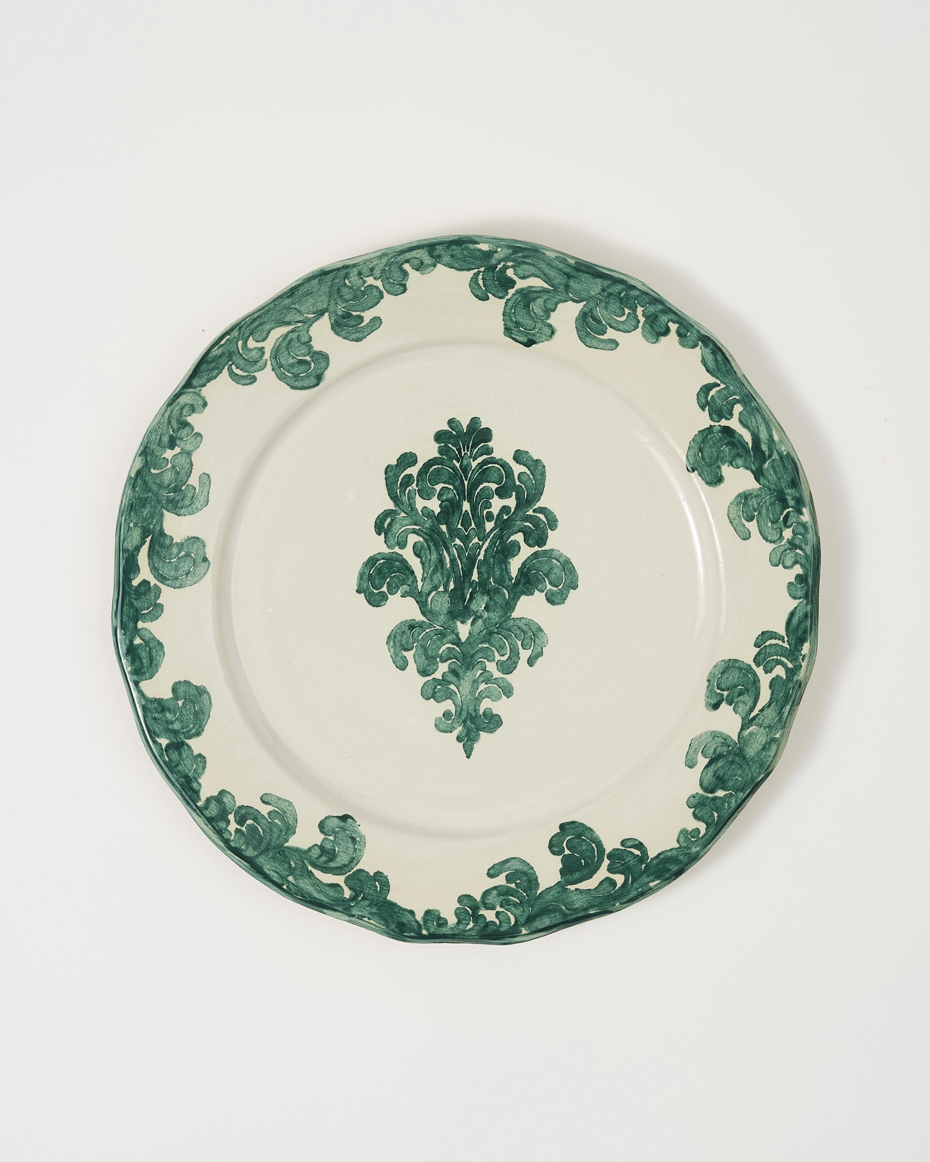 Damask Stoneware Dinner Plate by Zsuzsanna Nyul, Green