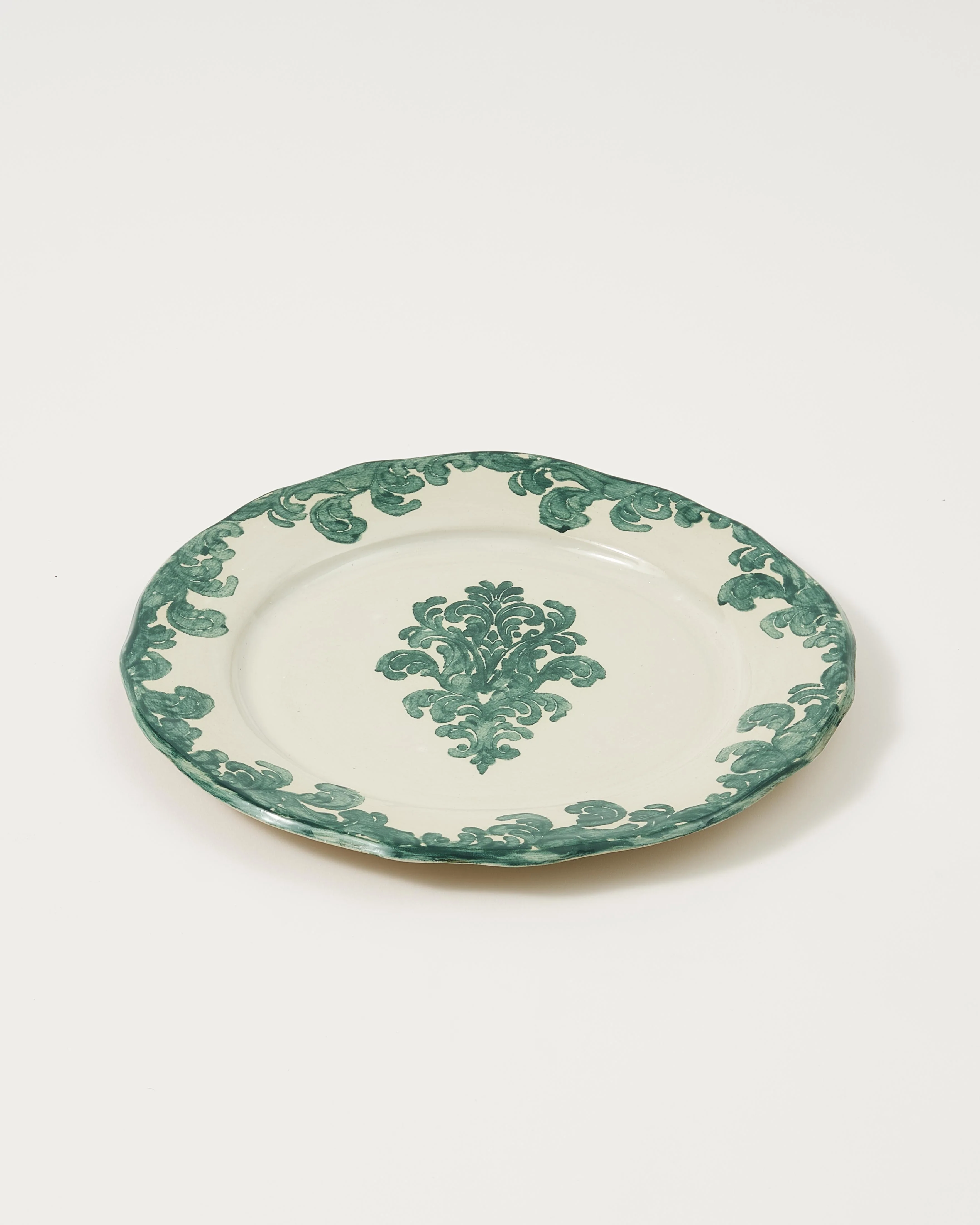Damask Stoneware Dinner Plate by Zsuzsanna Nyul, Green - Image 3