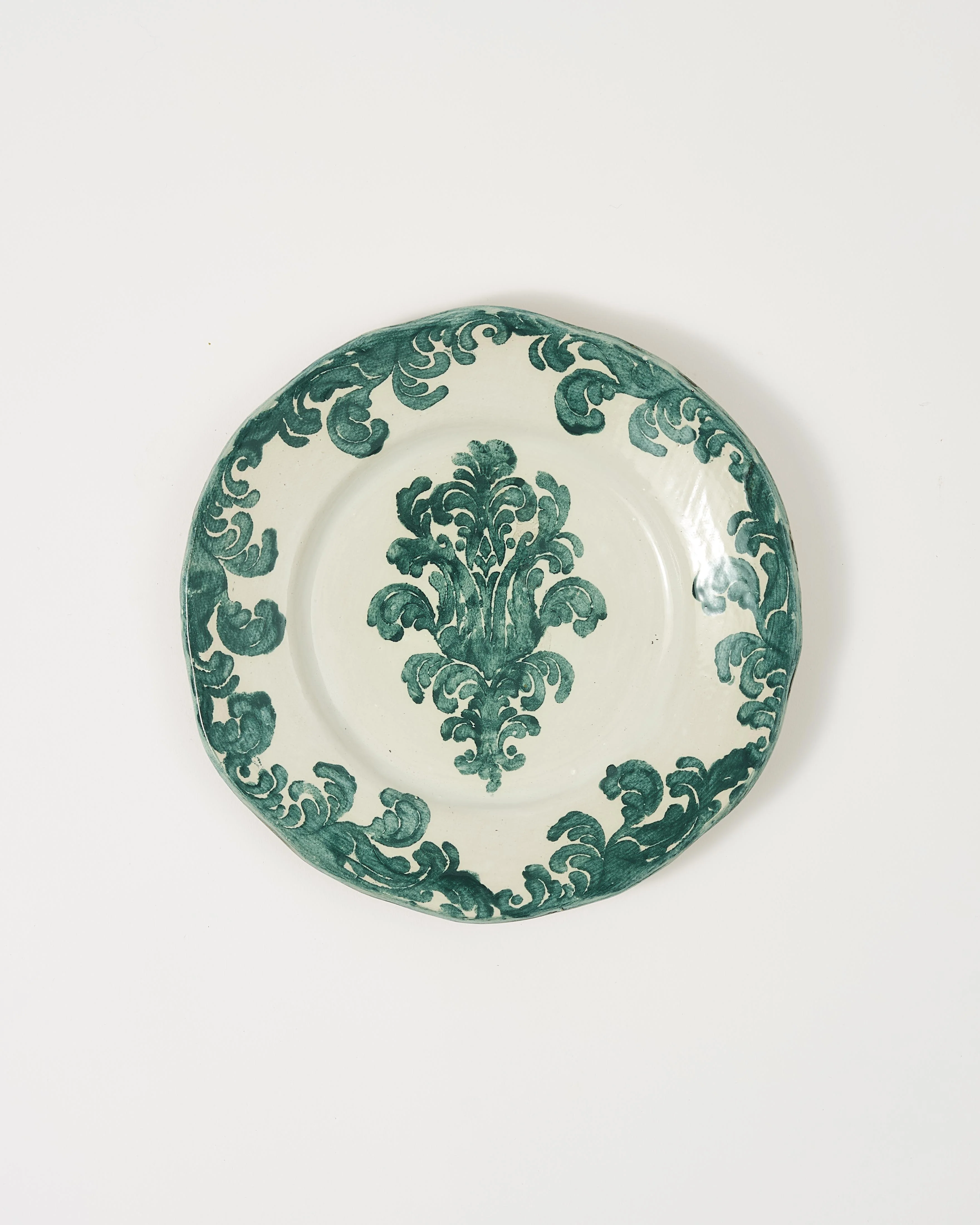 Damask Stoneware Dessert Plate by Zsuzsanna Nyul, Green