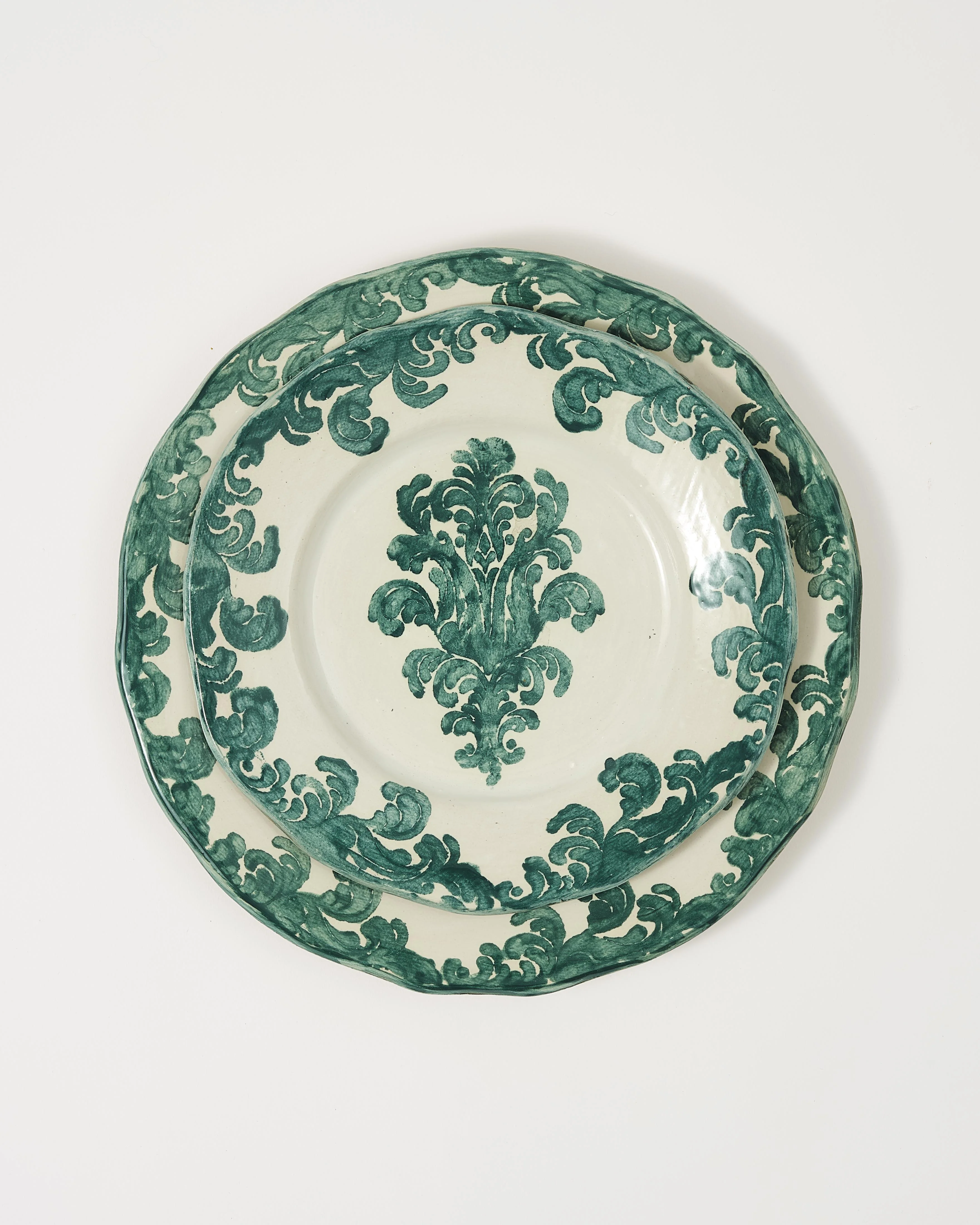 Damask Stoneware Dessert Plate by Zsuzsanna Nyul, Green - Image 3