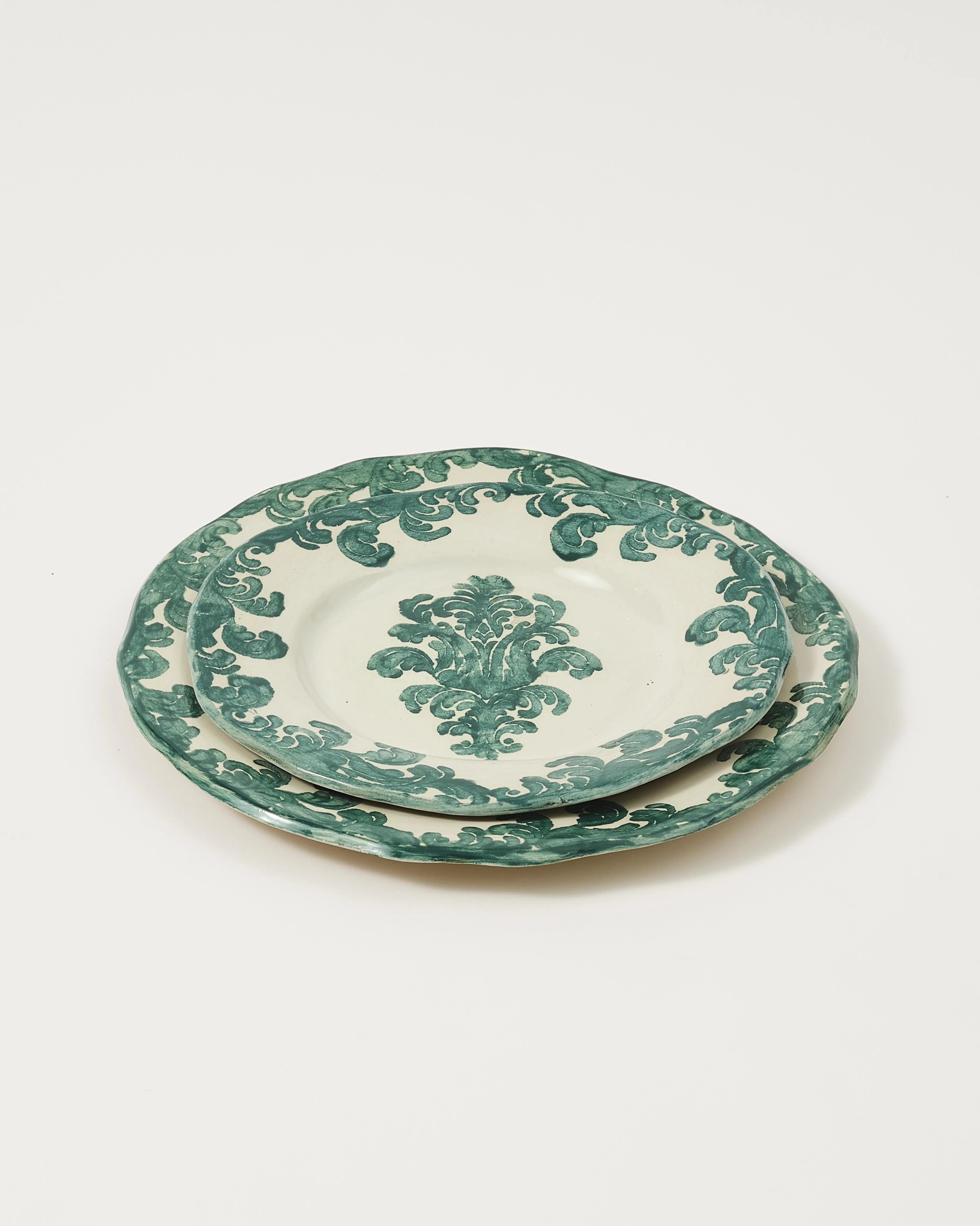 Damask Stoneware Dessert Plate by Zsuzsanna Nyul, Green - Image 5