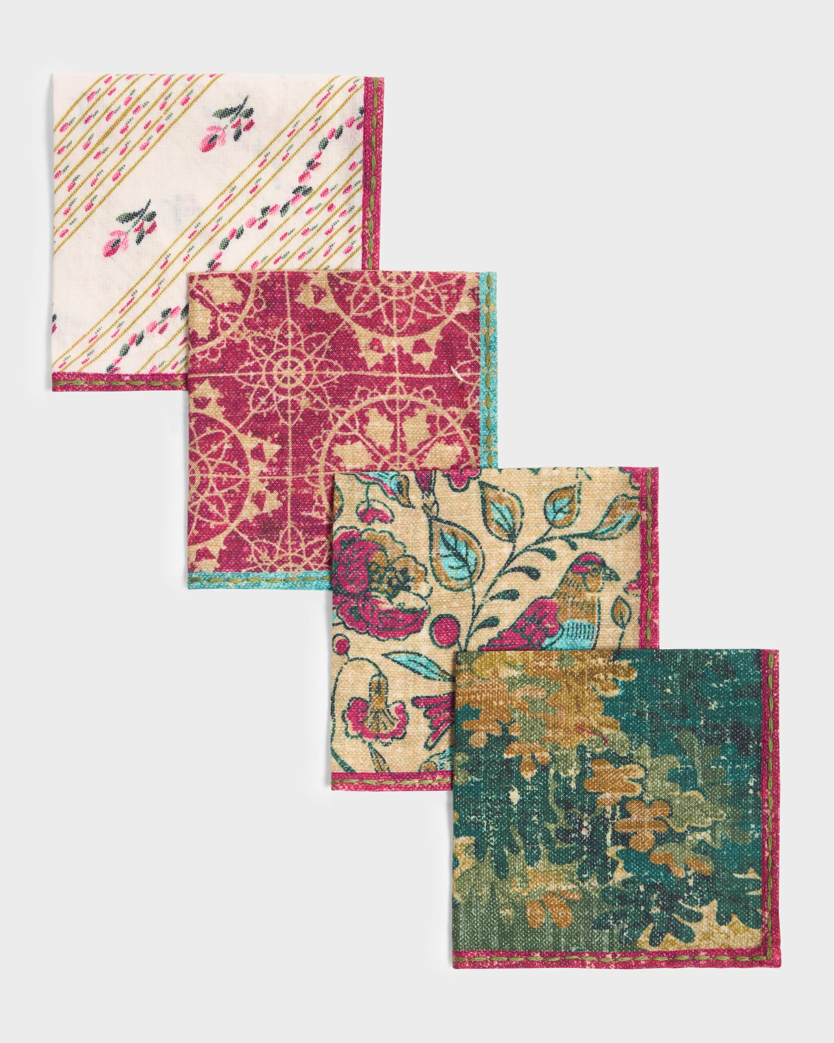 D'Ascoli Hardwick Hand-Embroidered Cocktail Napkins (Set of 12)
