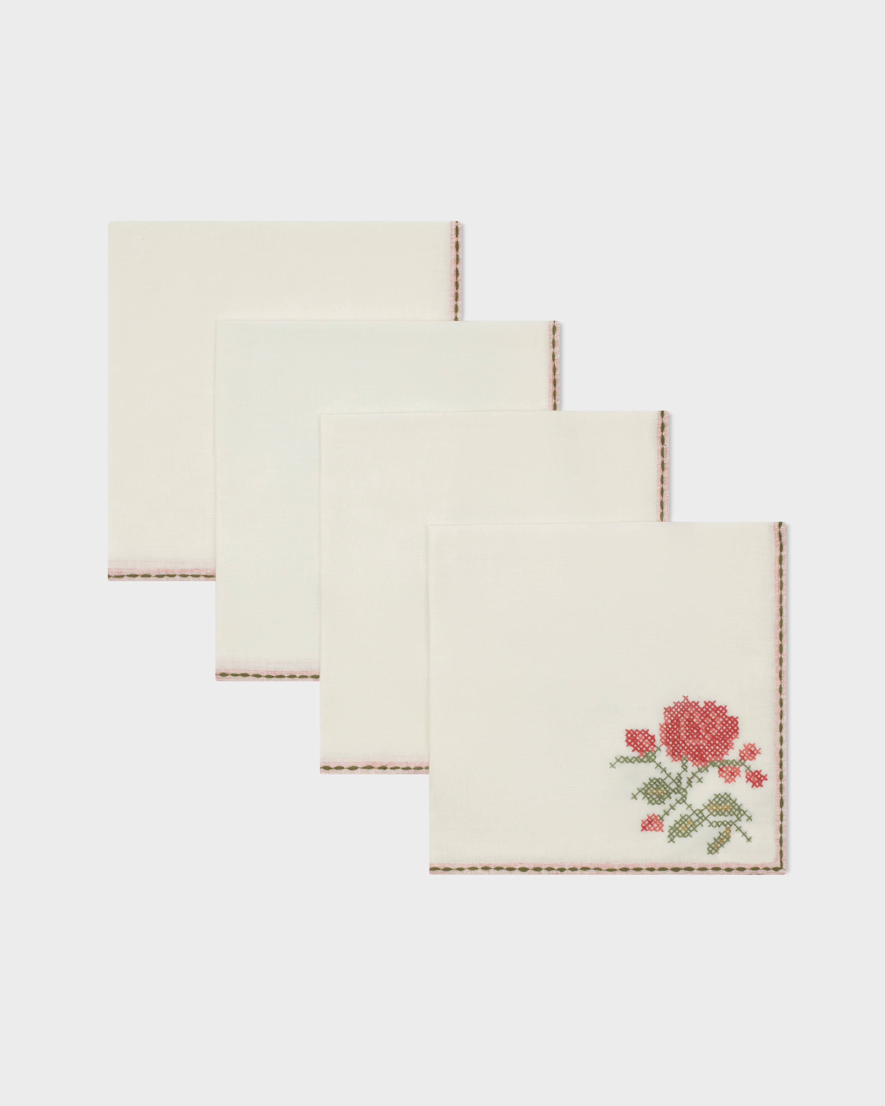 D'Ascoli Roma Hand-Embroidered Linen Napkins (Set of 4) - Image 5