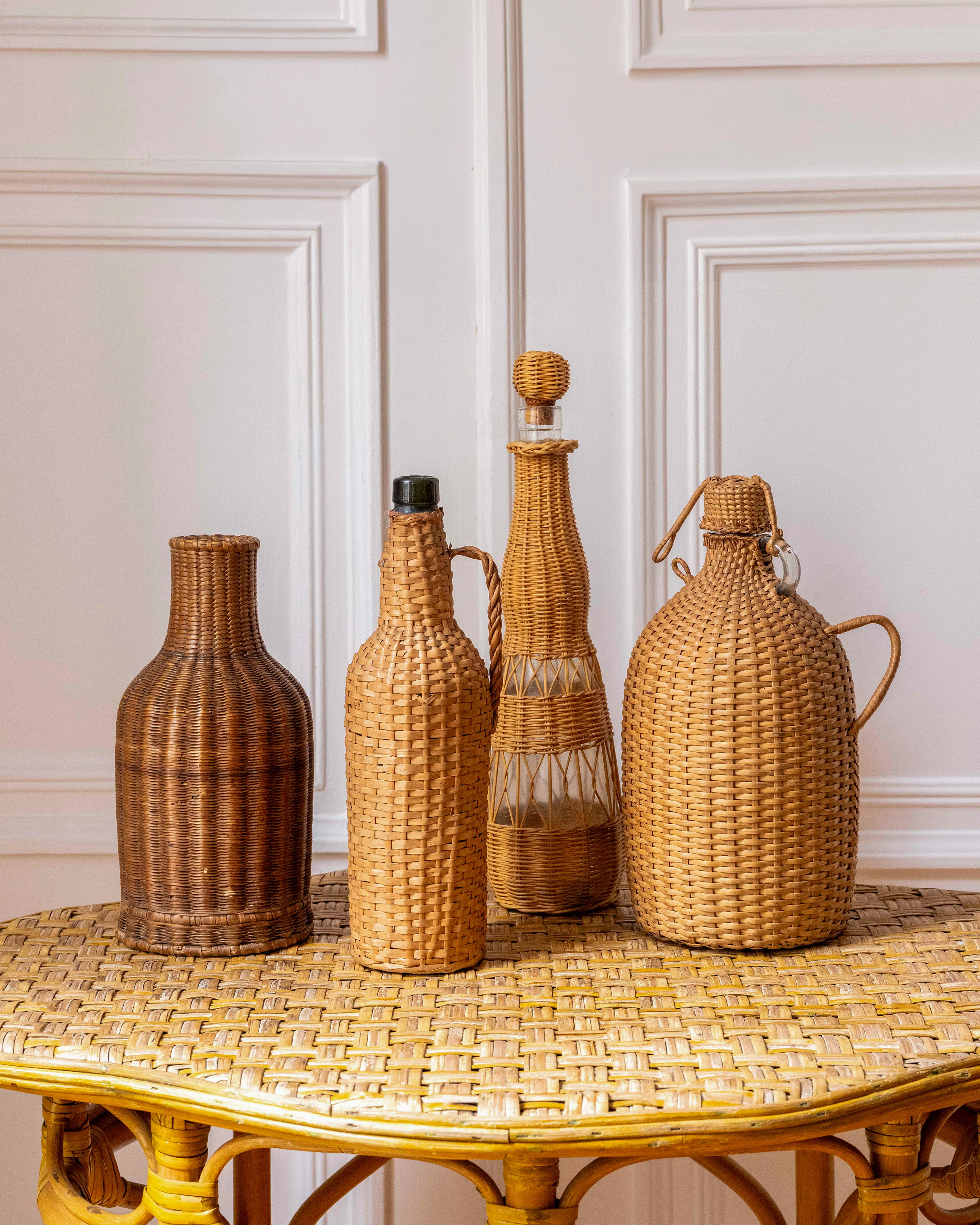 Decorative Rattan Bottles (Set of 4)