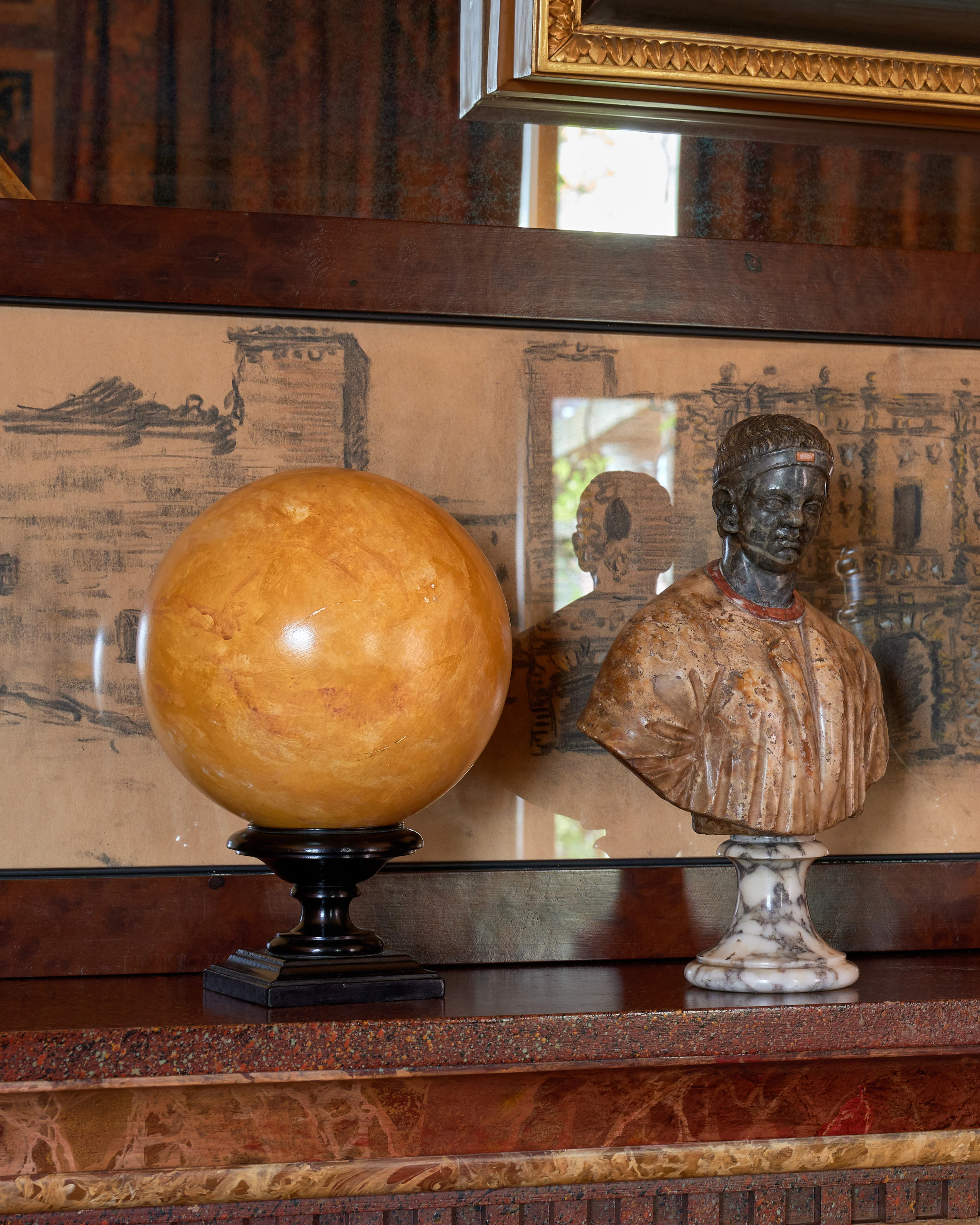 Decorative Sphere in Ochre, Large - Image 2