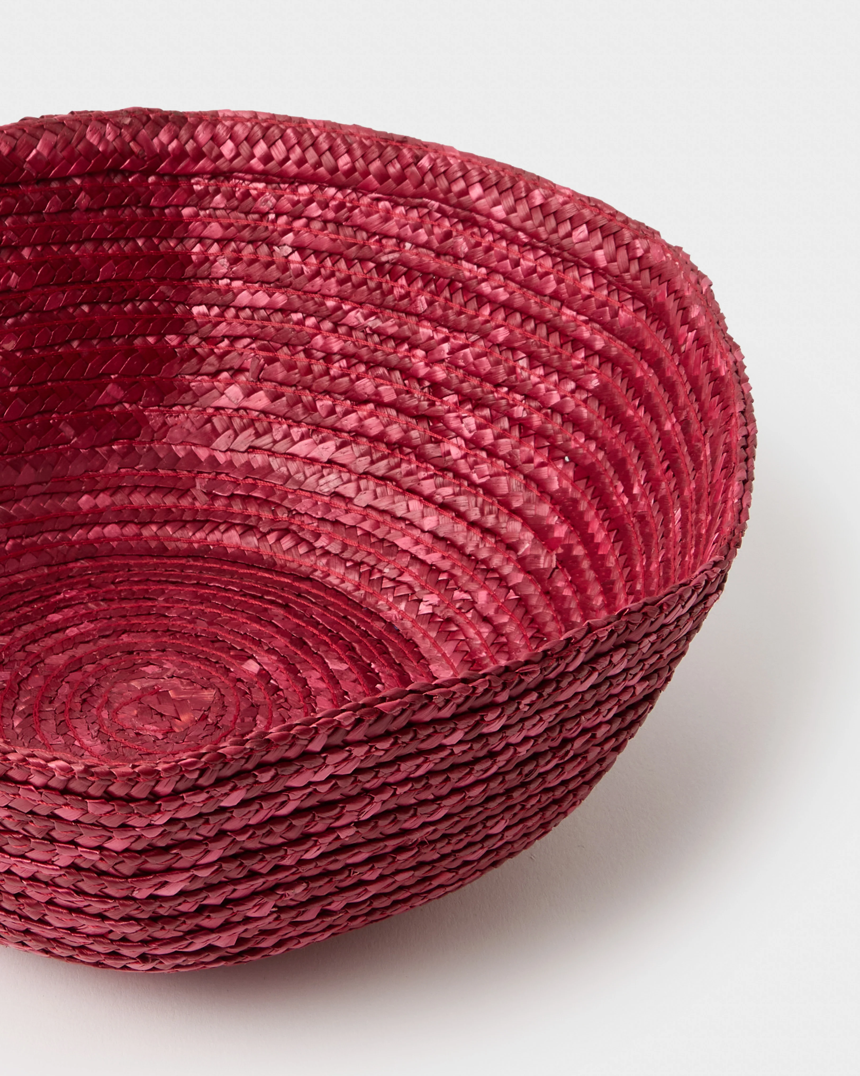 Dark Red Large Hexagonal Raffia Basket - Image 5