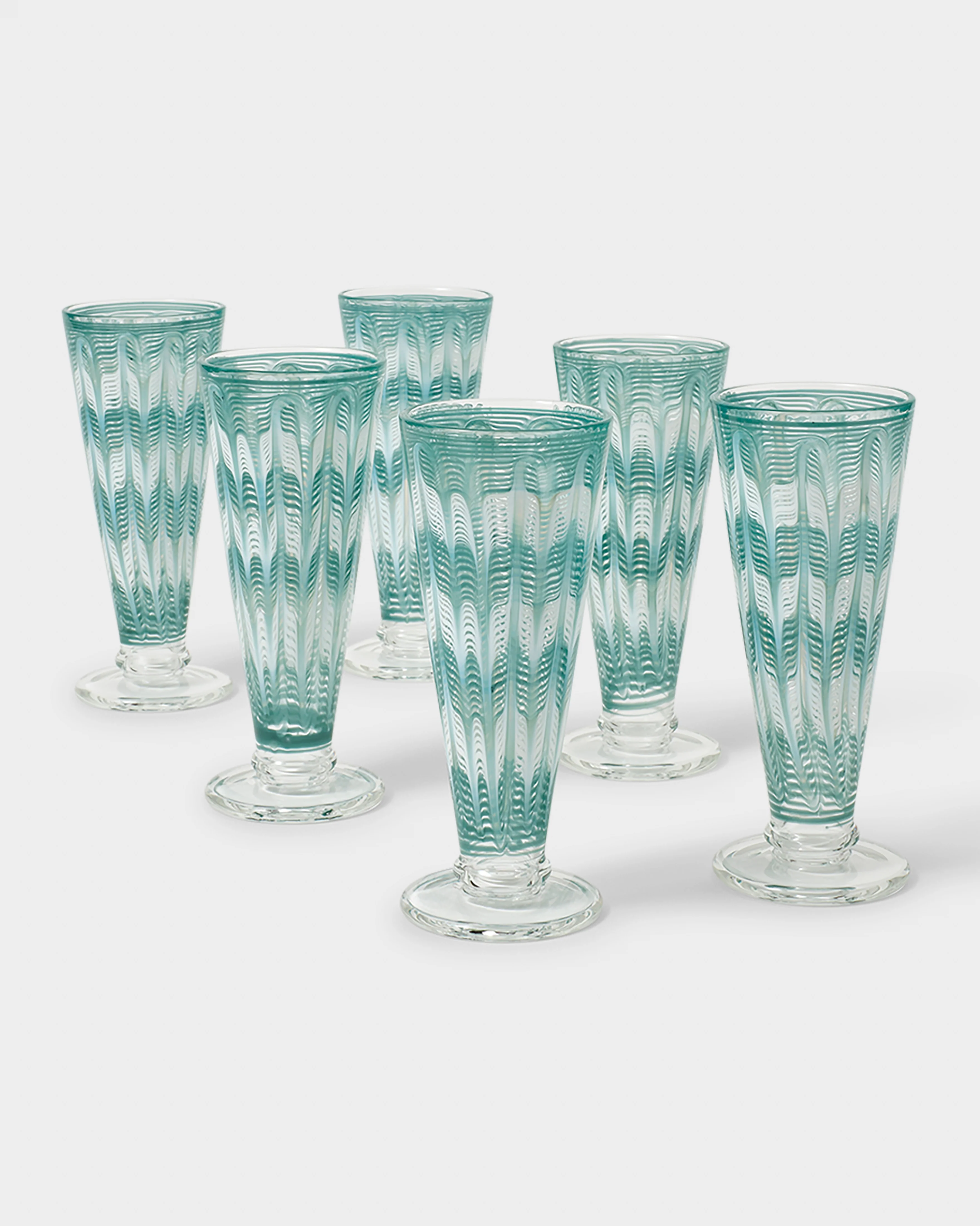 D'Ascoli Donatello Flute Glasses, Turquoise (Set of 6) - Image 3