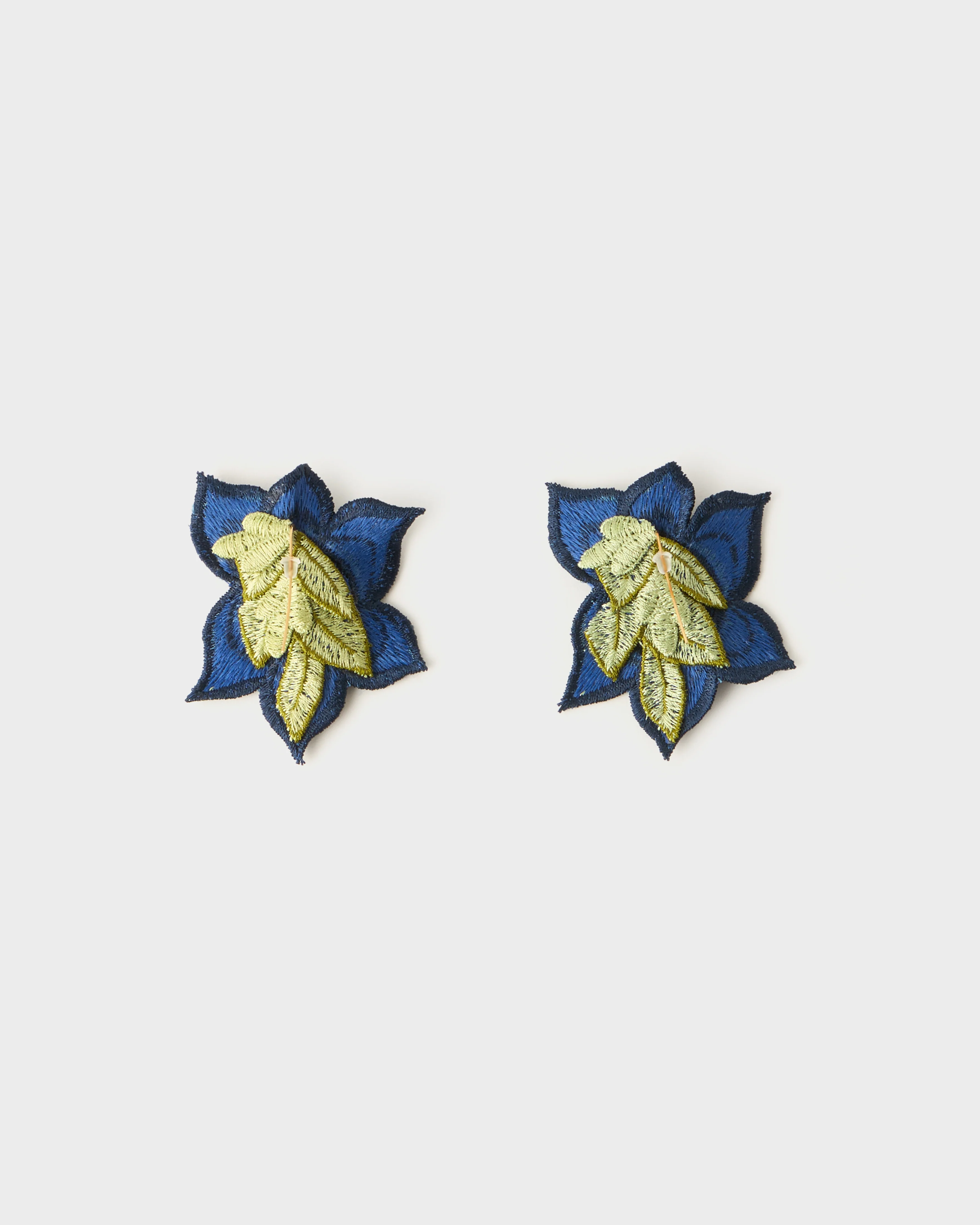 Eugenia Mela Floral Embroidered Earrings, Deep Blue - Image 4