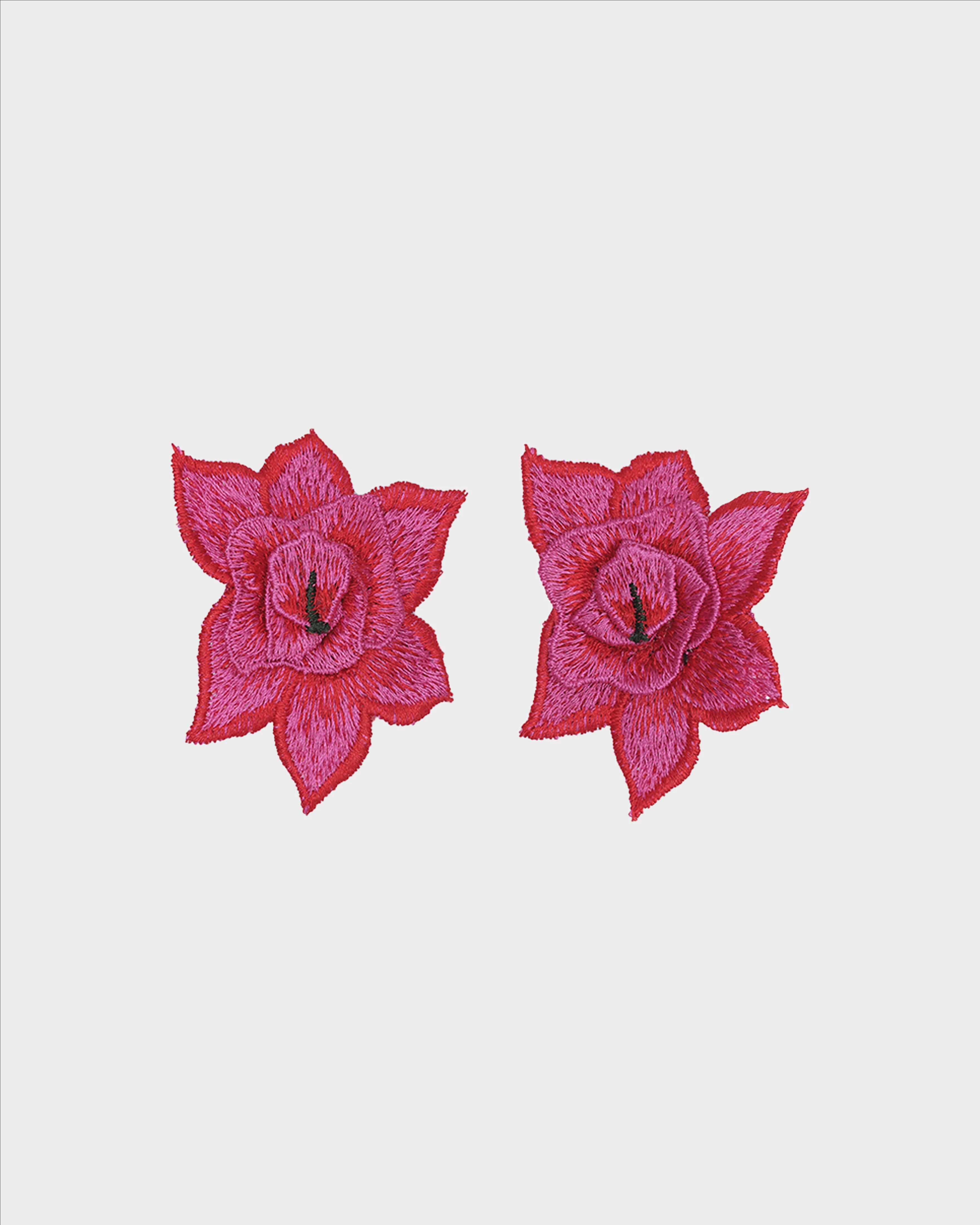 Eugenia Mela Floral Embroidered Earrings, Fuchsia