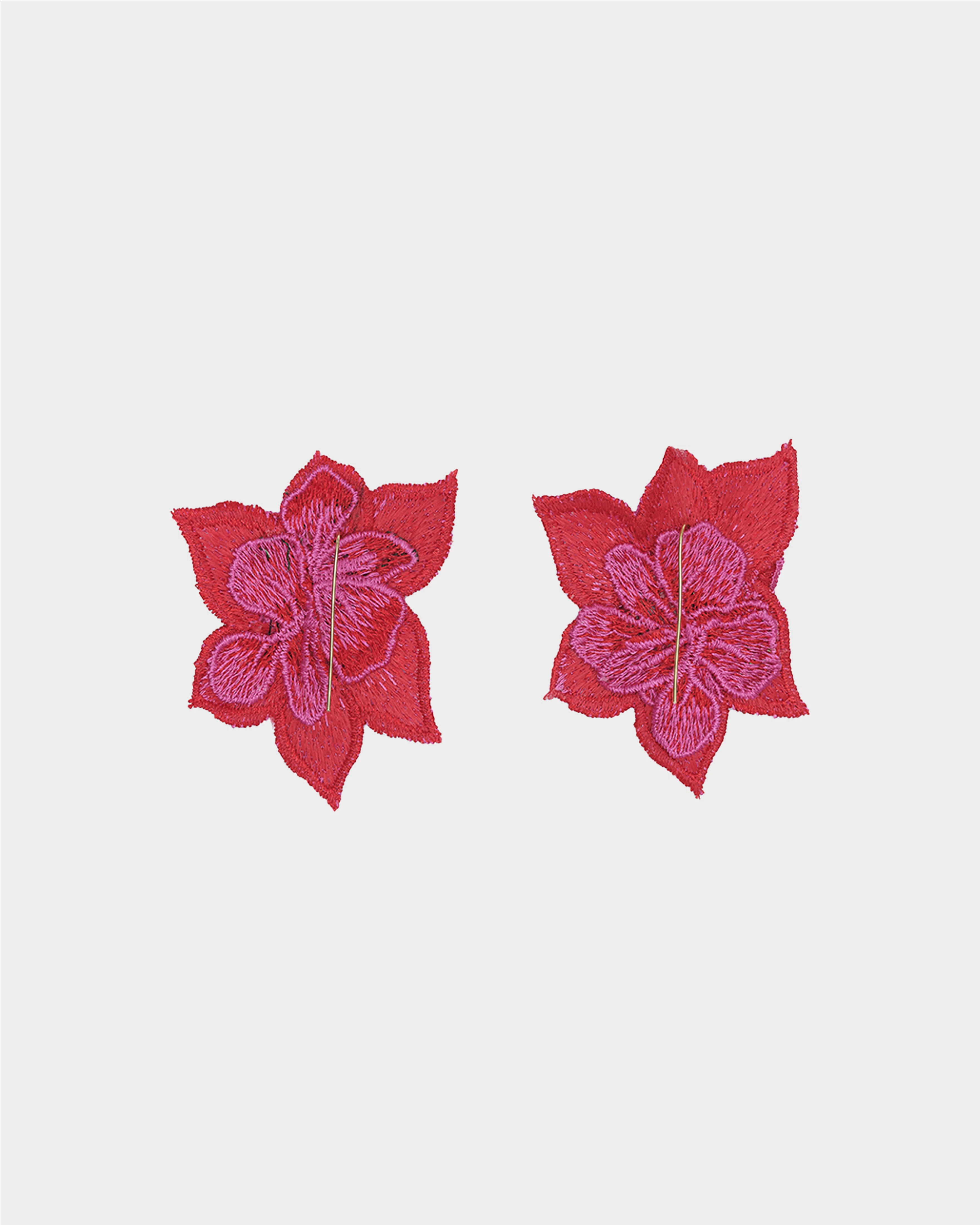 Eugenia Mela Floral Embroidered Earrings, Fuchsia - Image 3