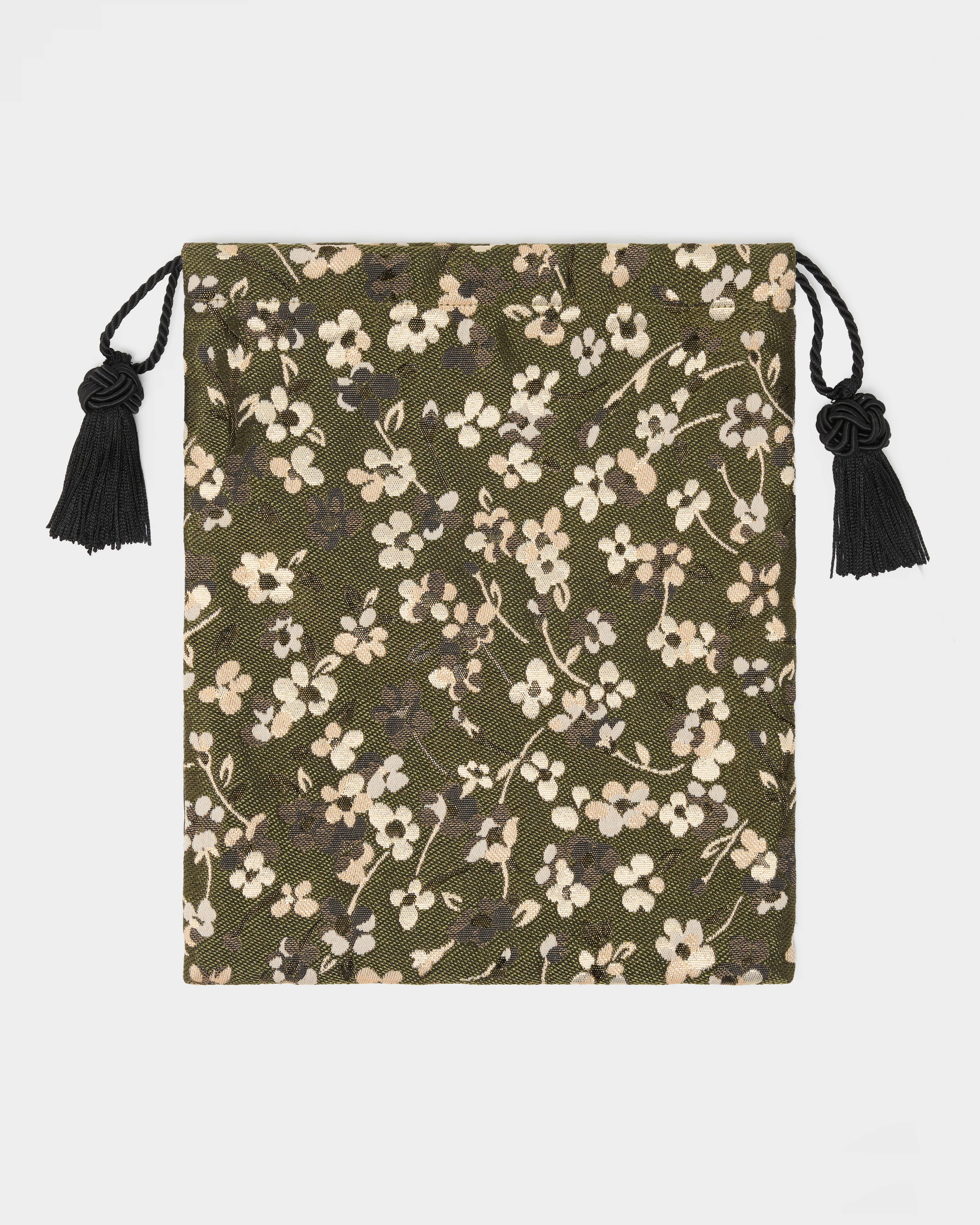 Evening Drawstring Pouch, Floral Jade - Image 2