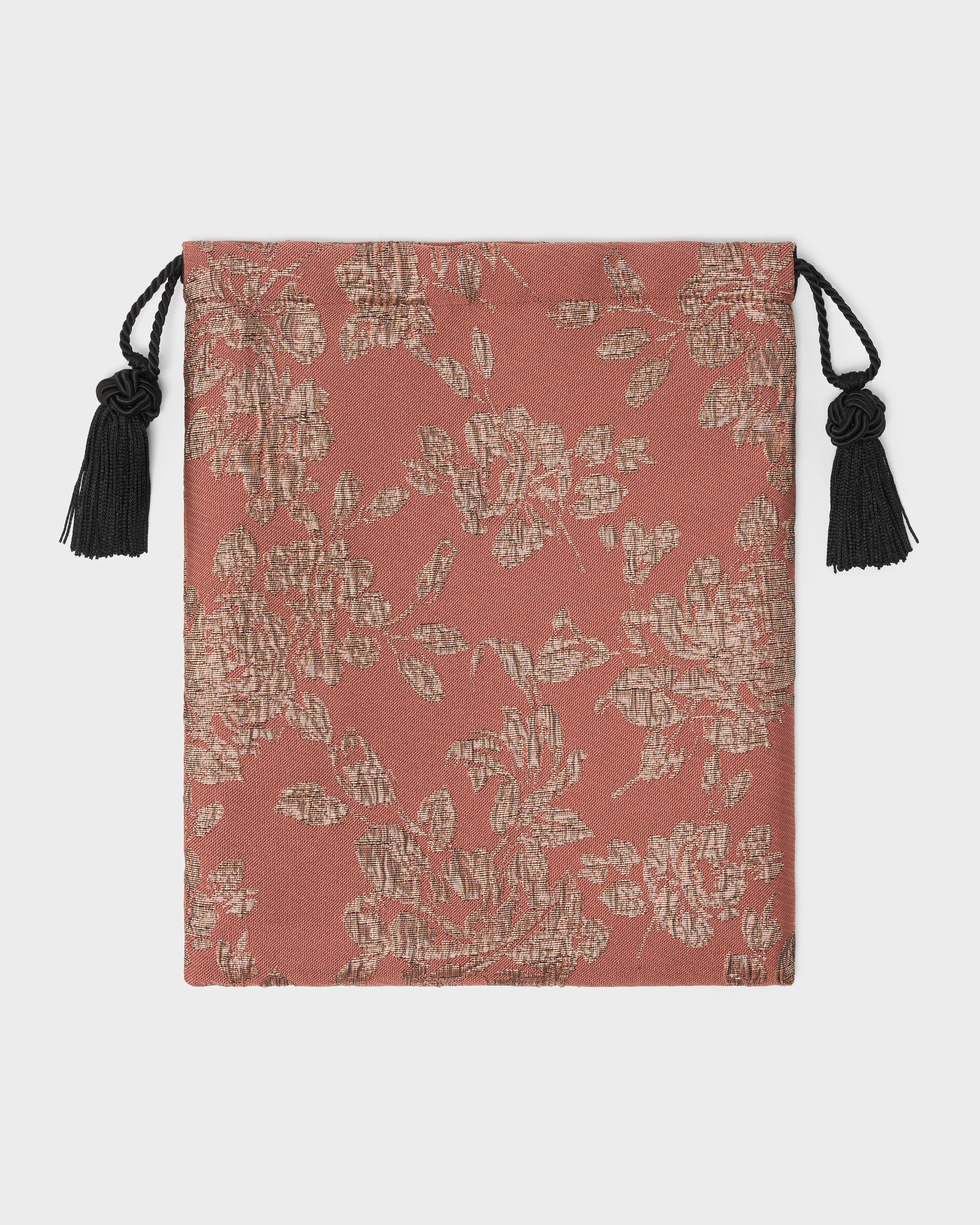 Evening Drawstring Pouch, Rose Brocade - Image 2