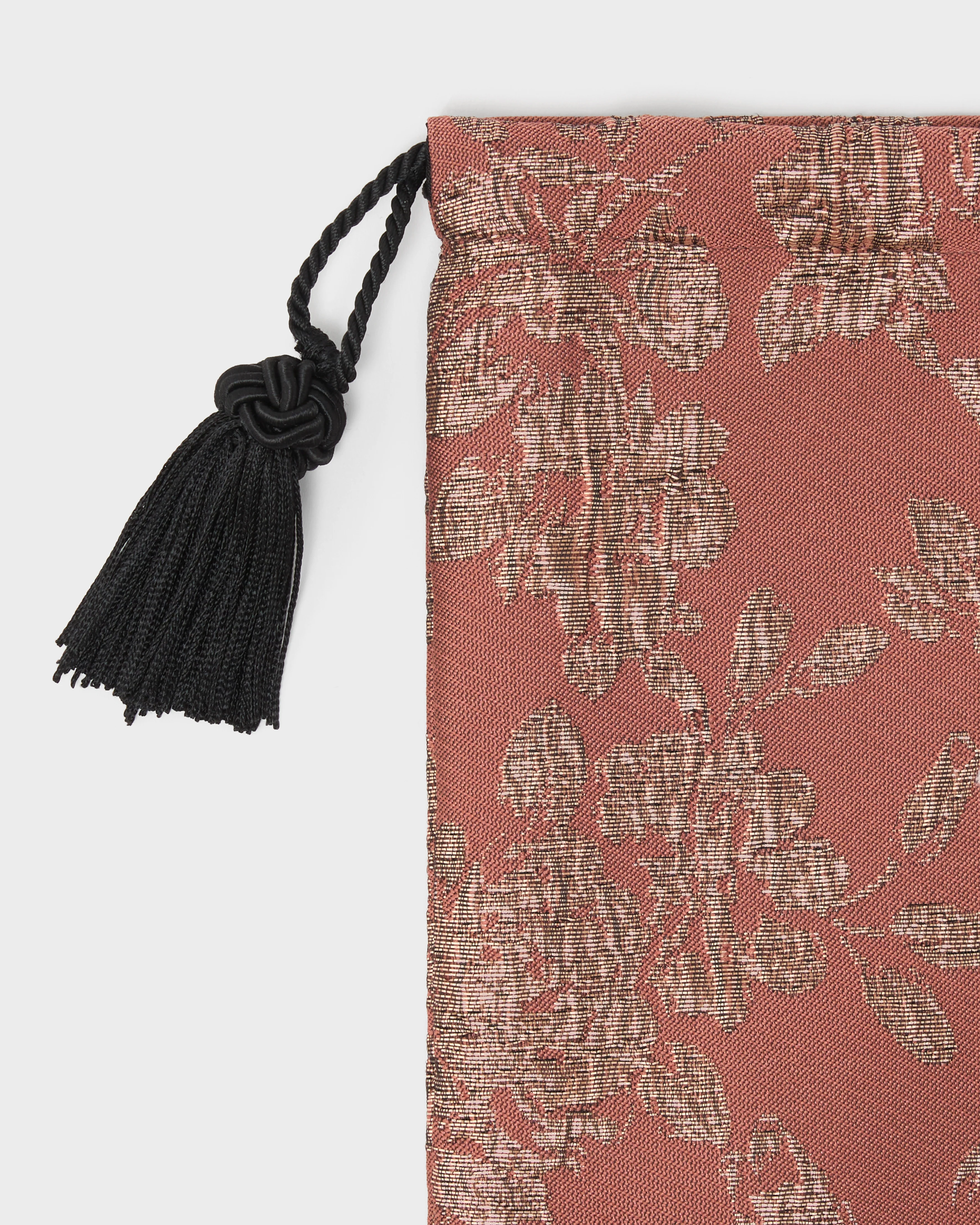 Evening Drawstring Pouch, Rose Brocade - Image 3