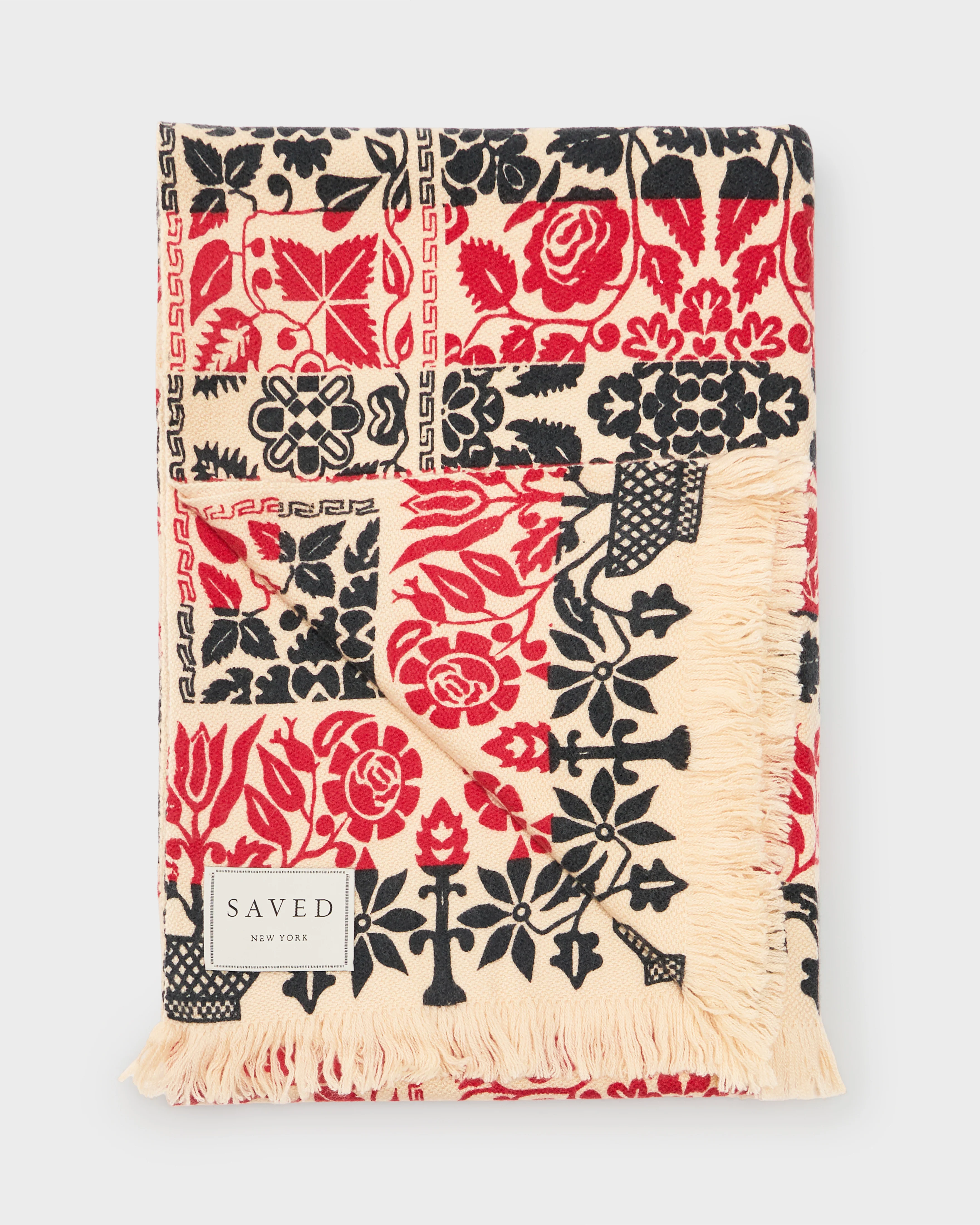 Farmhouse Floral Coverlet Woven Cashmere Blanket - Image 2