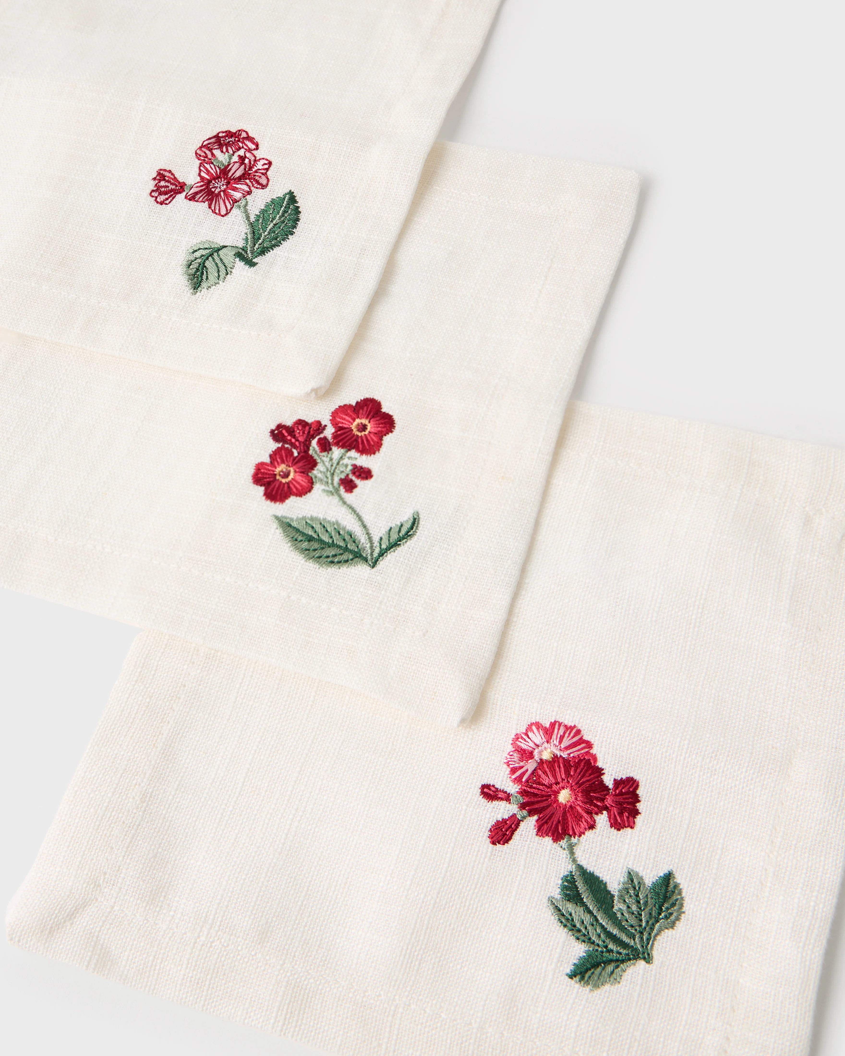 Floral Medley Embroidered Cocktail Linen Napkins (Set of 6) - Image 3